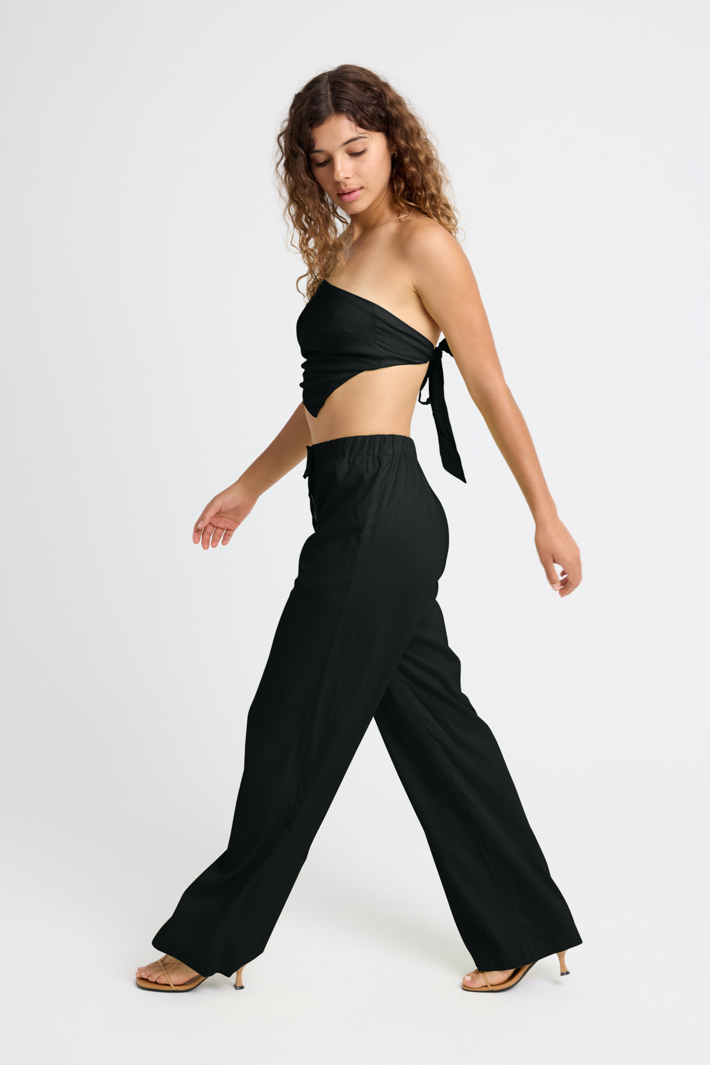 Briar Linen Wide Leg Pants for Women - Soft & Comfortable High Waisted Trousers - Black - Perfect for Summer, Office Wear & Casual Outfits