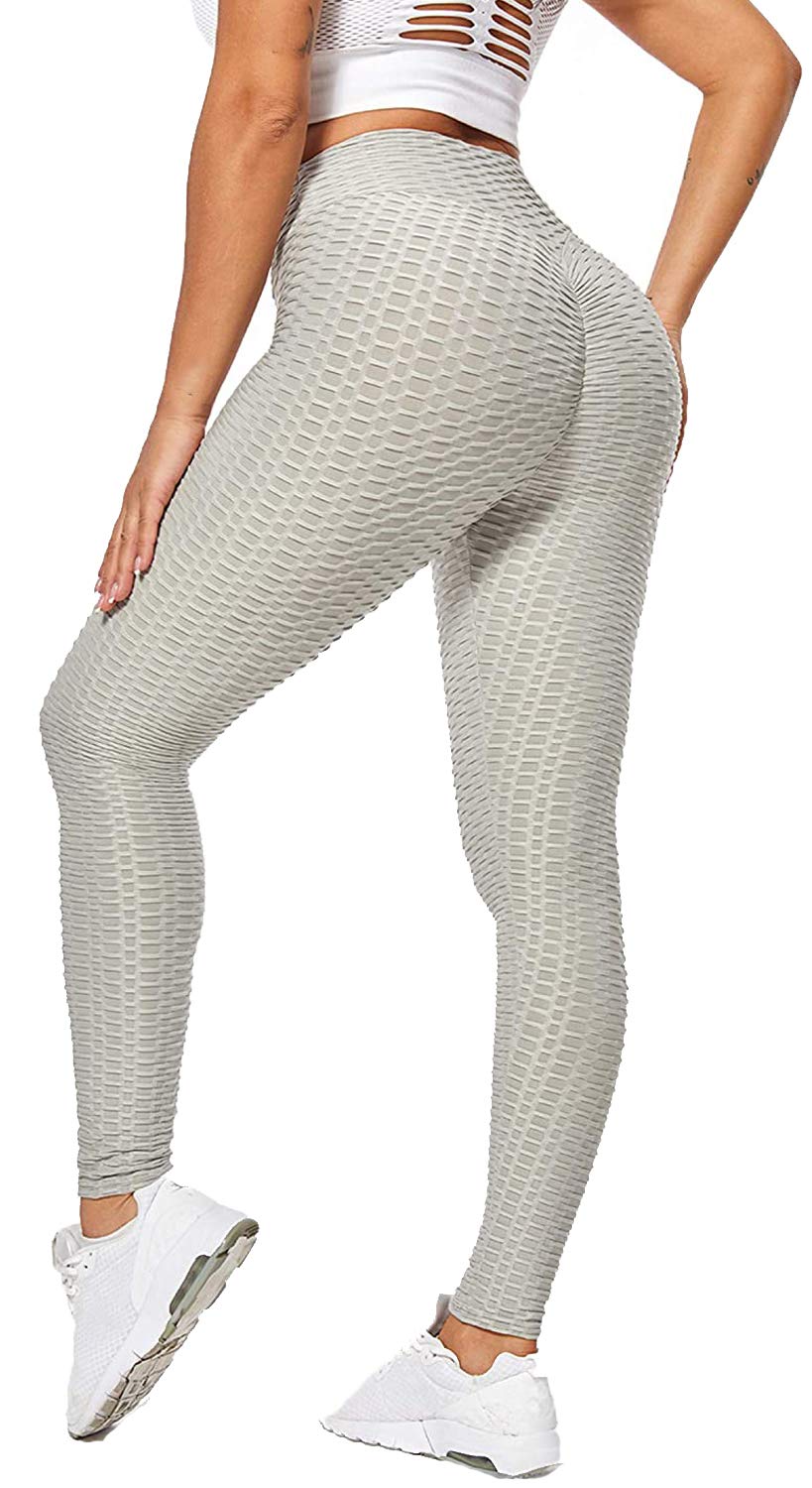 Women's High Waist Ruched Booty Lifting Yoga Pants - Tummy Control Textured Workout Running Leggings for Gym, Lounge & Everyday Wear