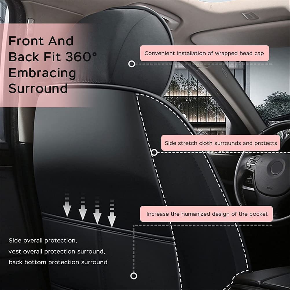 Luxury PU Leather Front & Rear Seat Covers with Headrest Backrest Cushions for Ford Maverick - Comfortable, Stylish Pink & Beige Car Seat Protectors - Perfect for Daily Commute, Road Trips & Vehicle Interior Protection