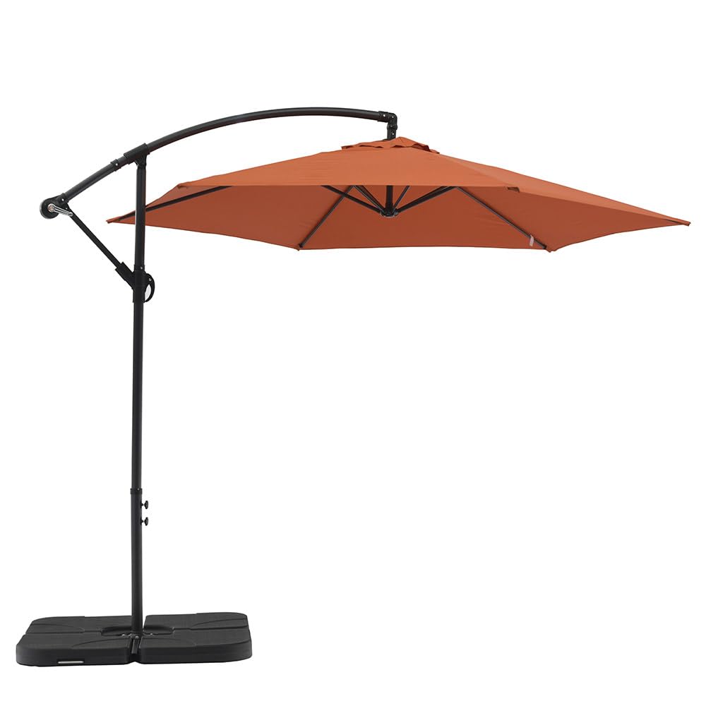 Whiteline Modern Living Aiden Standing Umbrella - Waterproof Polyester Fabric, Sturdy Aluminum Pole in Grey & Orange - Perfect for Patio, Garden, Poolside & Outdoor Events