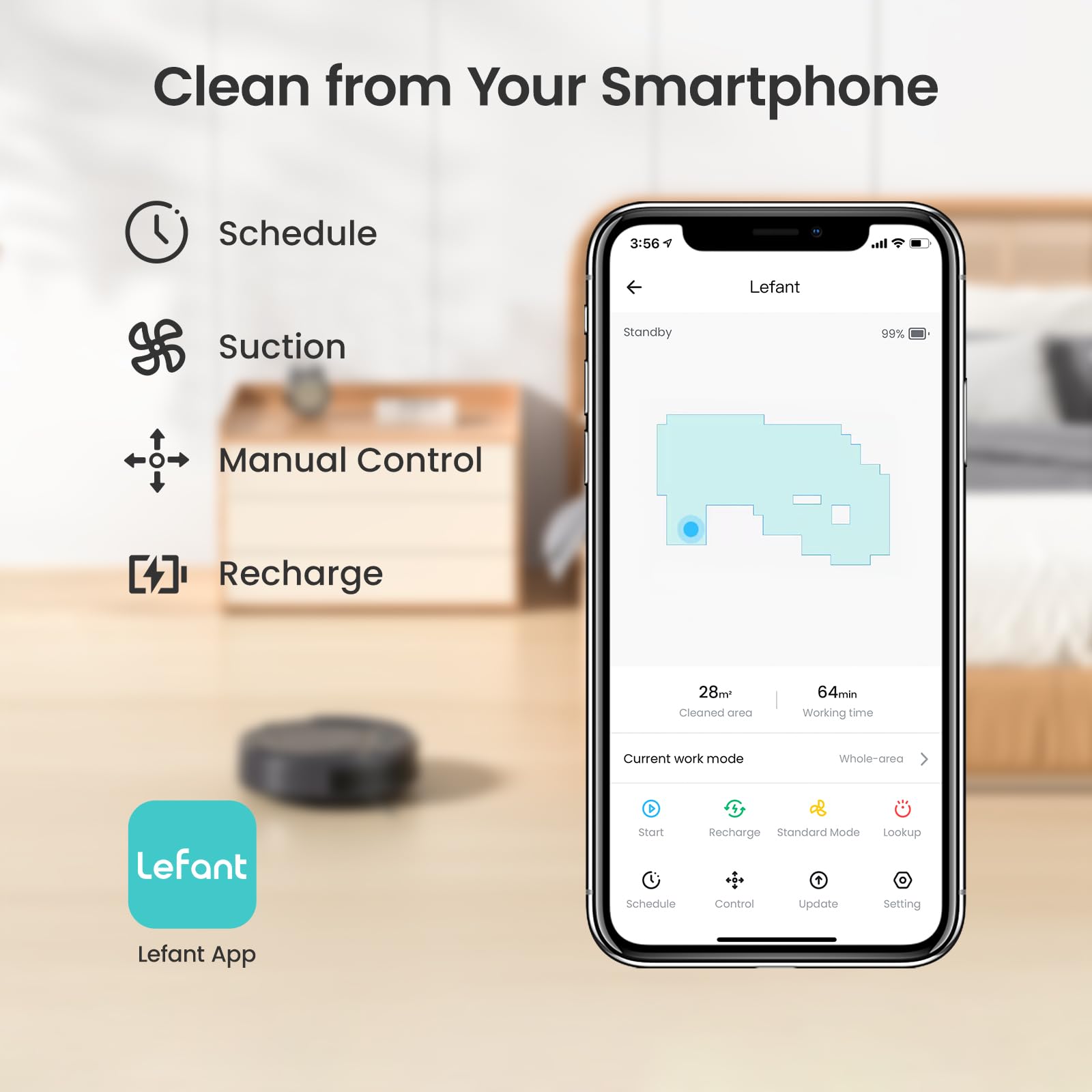 Lefant M210Pro Robot Vacuum Cleaner with Strong Suction, 120 Min Runtime, Wi-Fi & Alexa Compatible, Self-Charging - Ideal for Pet Hair, Hard Floors & Home Cleaning - Perfect for Daily Maintenance & Busy Households