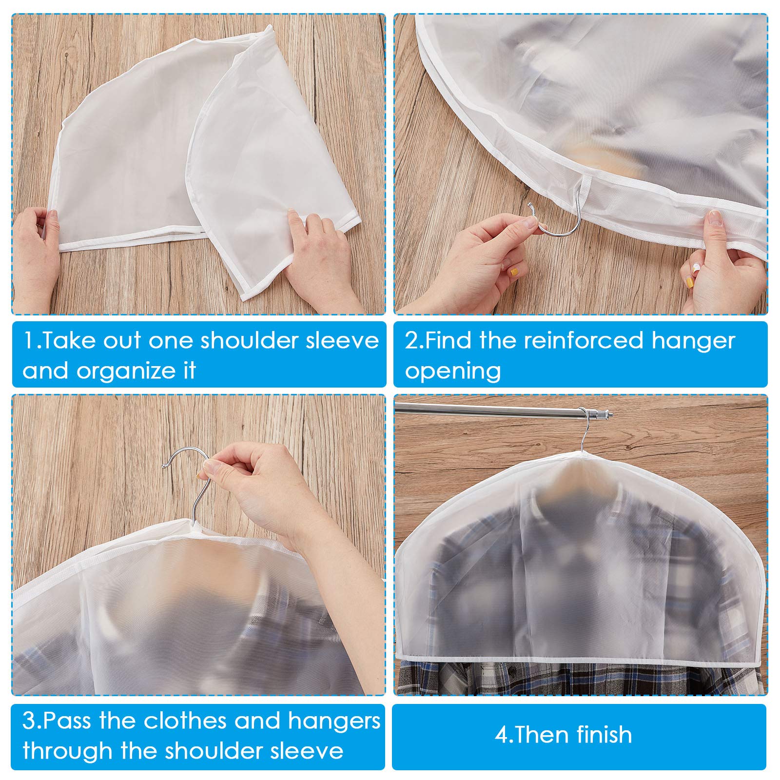 24 Pack Shoulder Dust Covers for Hanging Clothes - 24