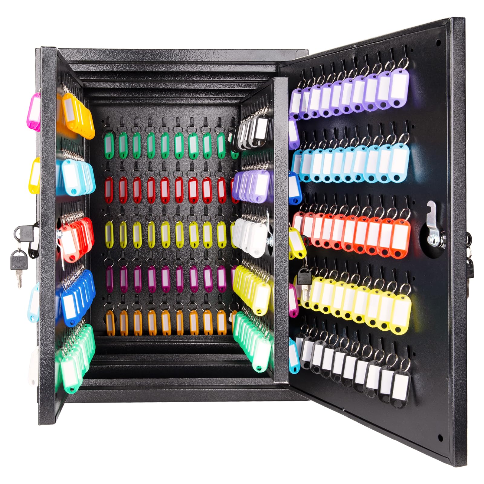 300-Hook Wall Mount Key Lock Box Cabinet - Key Organizer with Tags for Car, Hotel, Office & Home (Black) | Secure Key Storage Solution for Property Managers, Landlords & Businesses