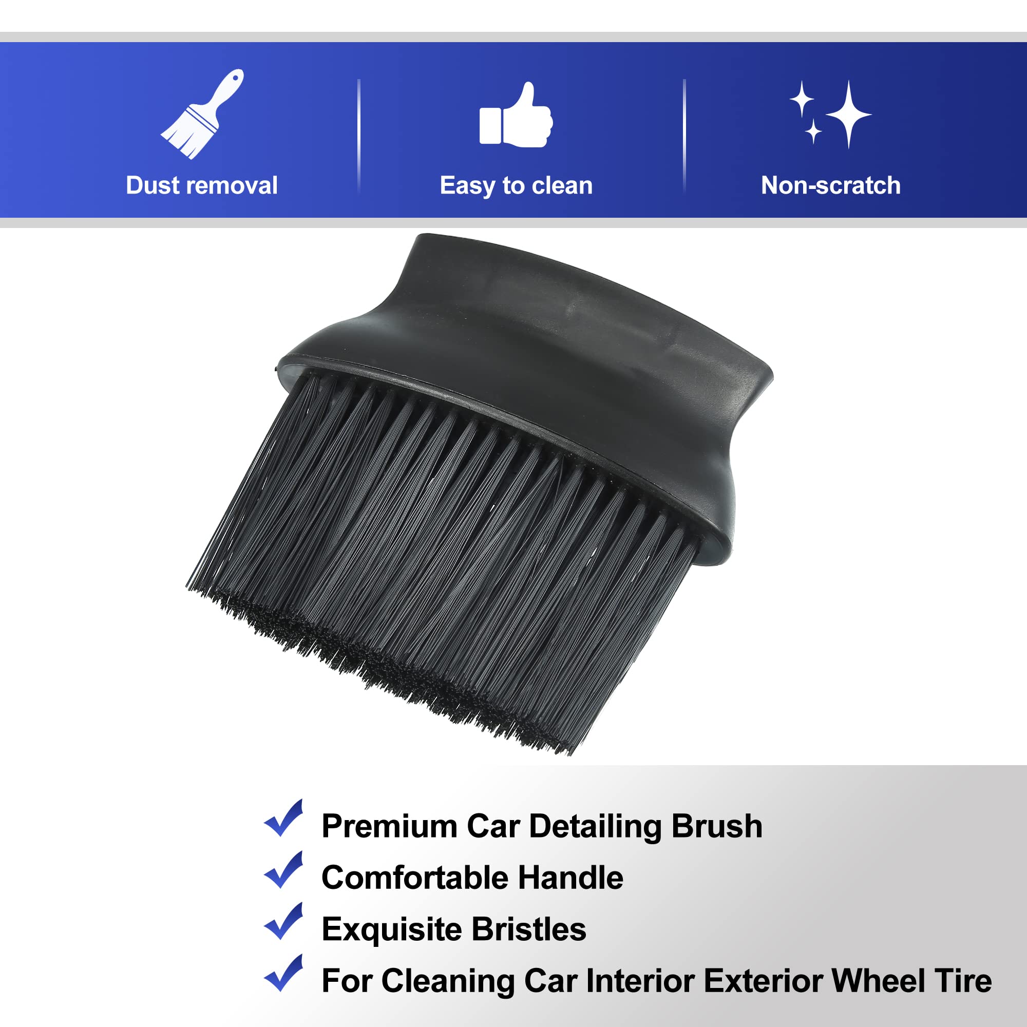X AUTOHAUX 2-Pack Soft Hair Car Interior Cleaning Brush - Premium Dust Removal Tool for Dashboards, AC Vents & Car Detailing - Black (Perfect for Quick Cleanups & Professional Auto Care)