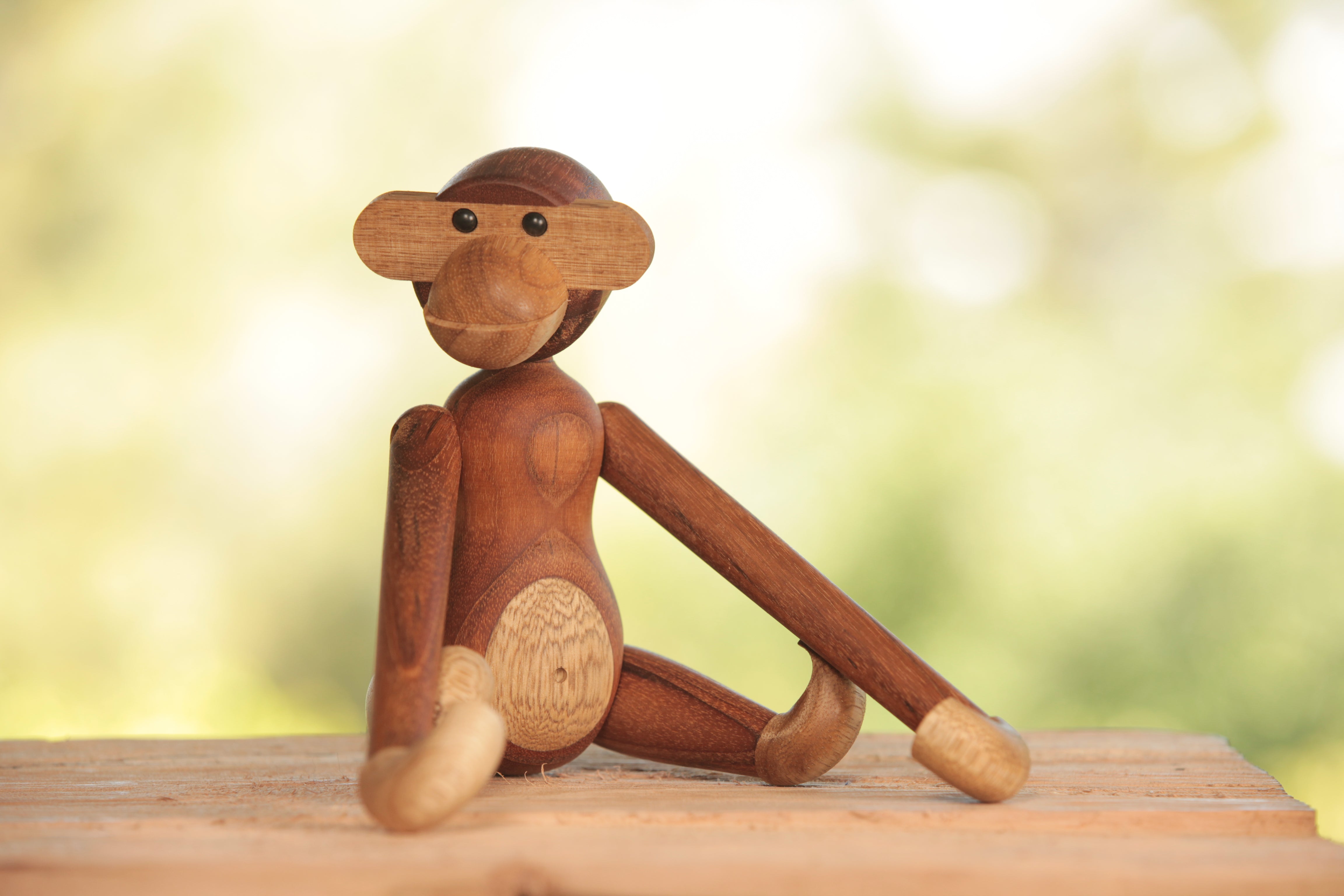 Handcrafted Danish Wooden Monkey Figurine - Unique Scandinavian Home Decor for Shelf, Desk & Nursery