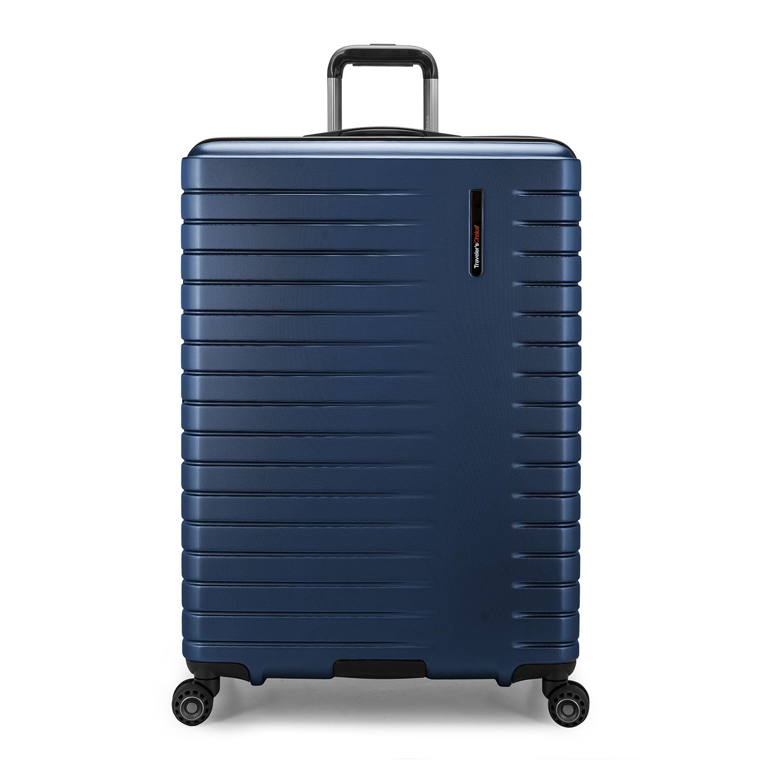 Traveler's Choice Archer Polycarbonate Hardside Spinner Luggage Set with Tie Down Straps - 29-Inch Checked Blue Suitcase for Air Travel & Vacation Packing