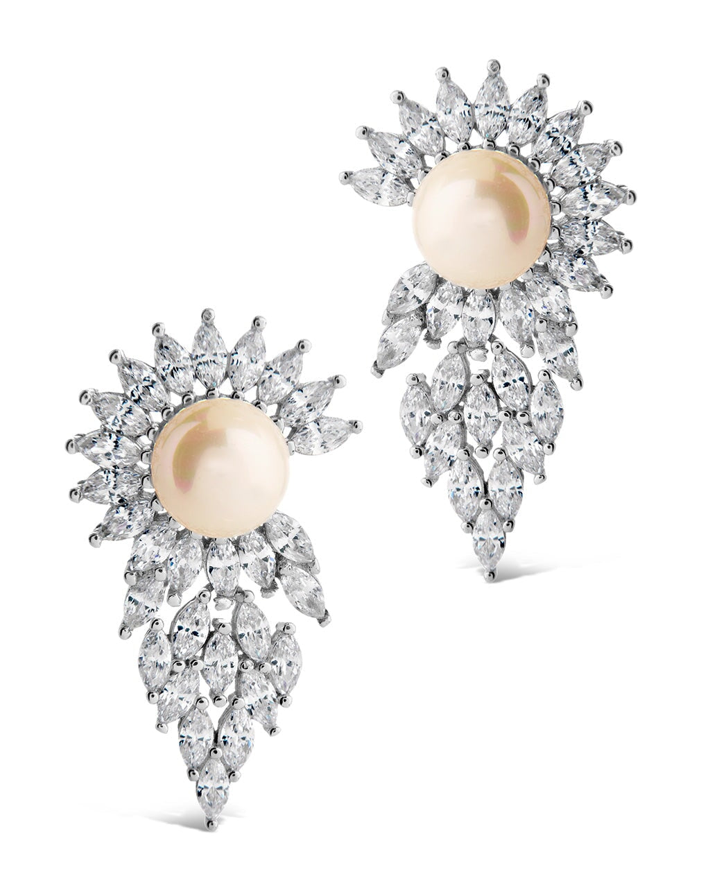 Rhianna CZ & Pearl Statement Stud Earrings for Women – Elegant Fashion Jewelry for Parties, Weddings & Special Occasions