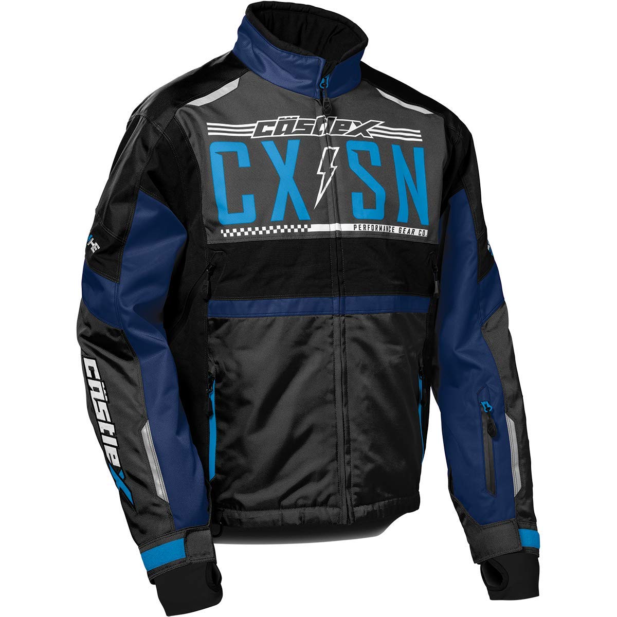 Castle X Men's Strike Jacket - Waterproof Windbreaker for Outdoor Activities in Navy/Process Blue/Charcoal - Size Medium - Perfect for Hiking, Camping & Motorcycle Riding