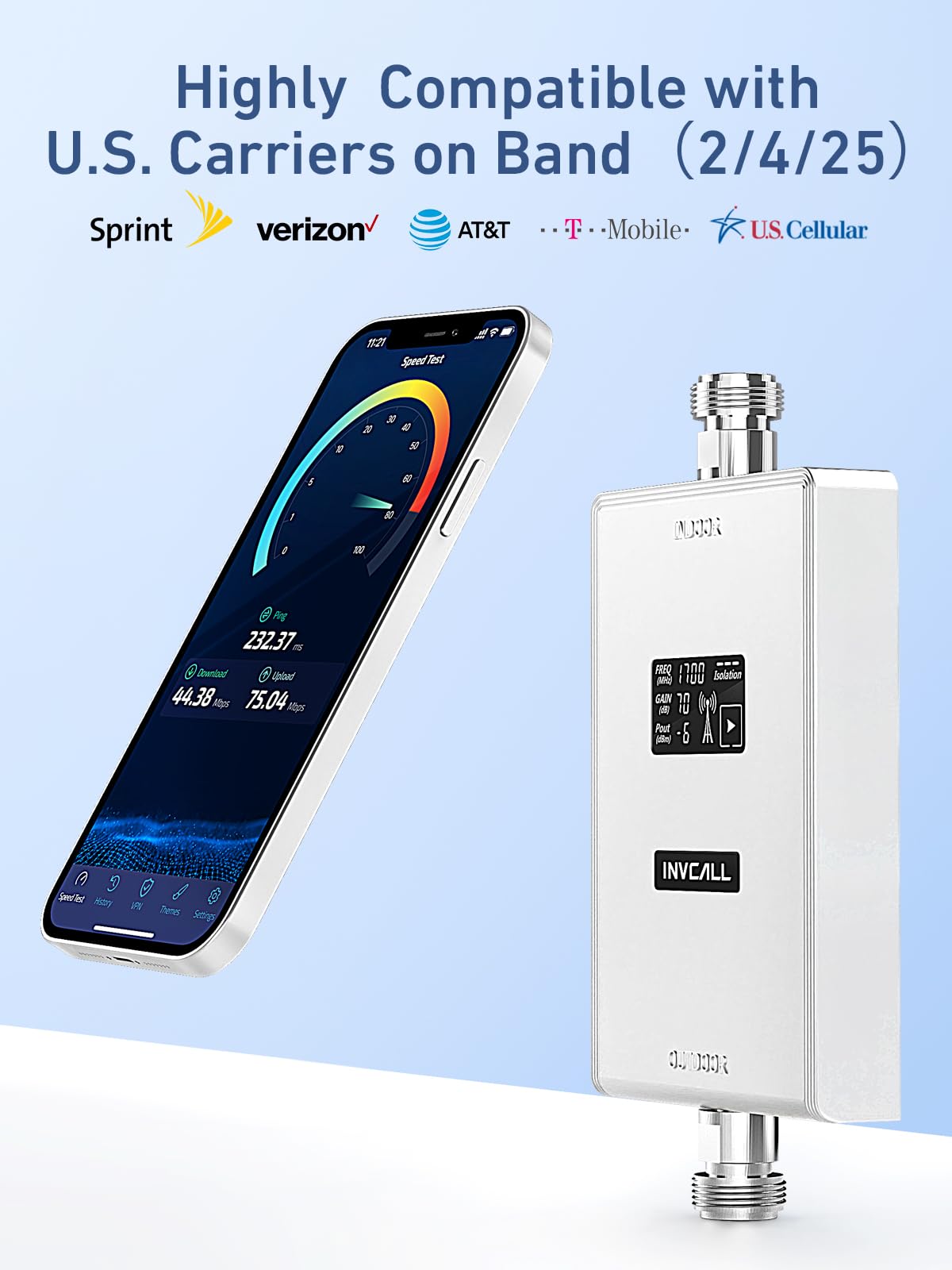 Premium 4G LTE & 3G Cell Phone Signal Booster for Home & Office - 70dB Dual Band Cellular Repeater (Band 2/4/25) | Covers 4,500 sq ft | FCC Approved for Verizon, AT&T & Sprint Networks | Perfect for Remote Work, Basements & Rural Areas