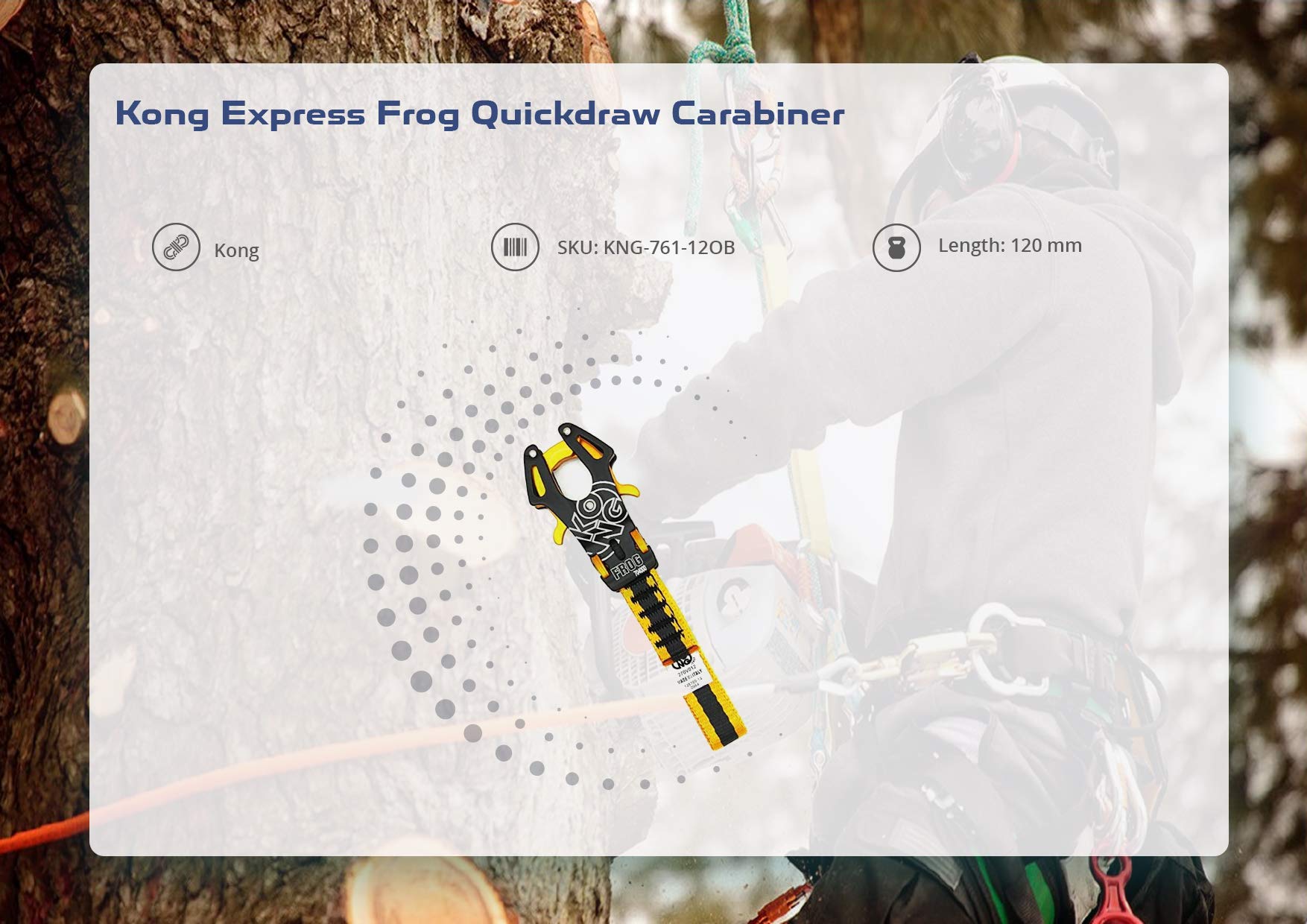 Kong Express Frog Quickdraw Carabiner 12cm - Lightweight Climbing Carabiner for Rock Climbing, Hiking & Outdoor Adventures