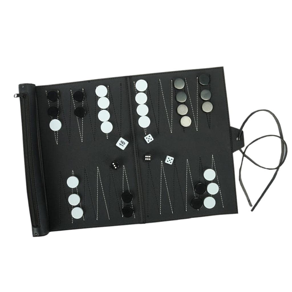 Premium PU Leather Backgammon Set - Portable Travel Game Board for Adults & Family - Classic Strategy Board Game for Parties, Camping & Home Entertainment
