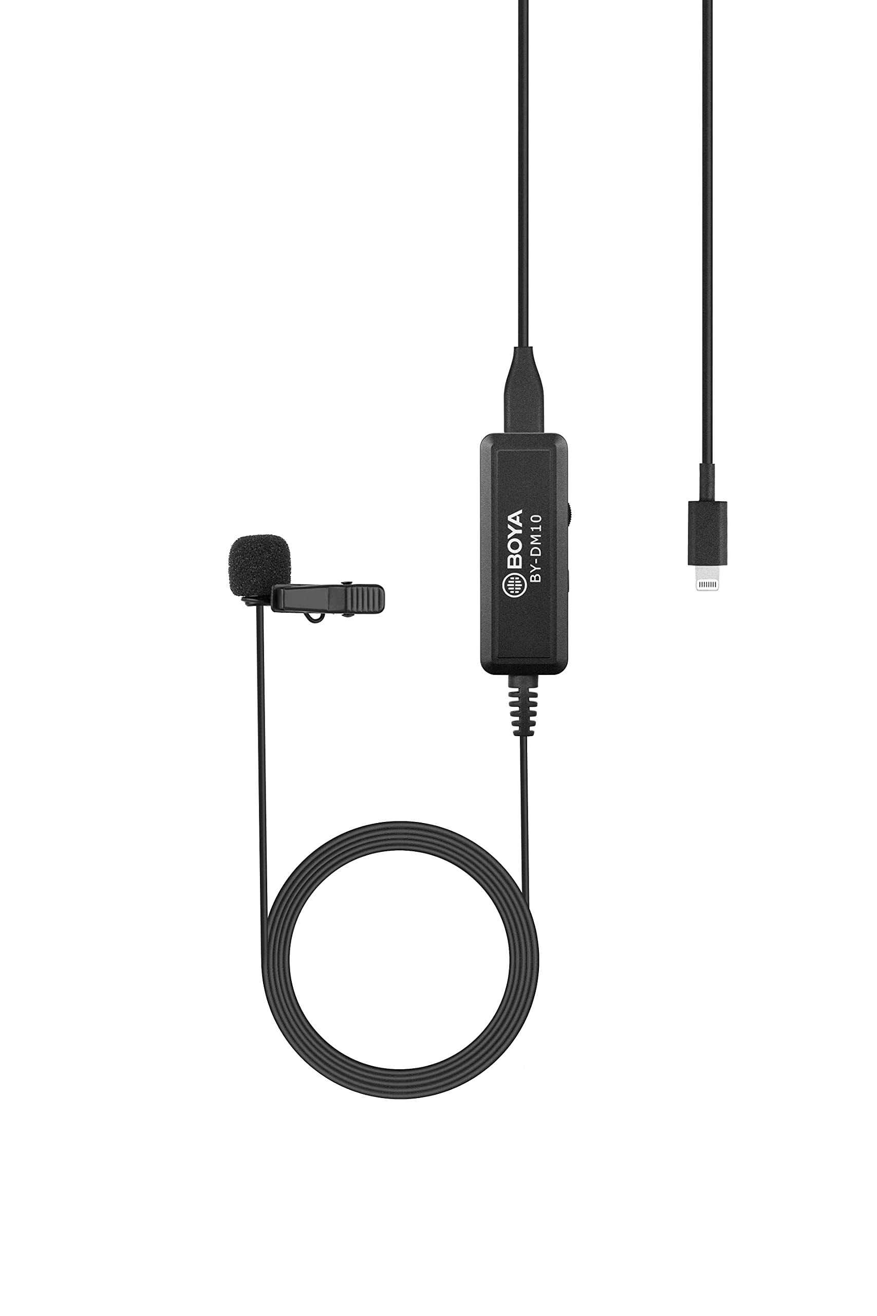 BOYA BY-DM10 Digital Omnidirectional Lavalier Microphone - Lightning & USB Output Cables for iPhone, iPad, Mac & PC - Professional Clip-on Mic for Vlogging, Podcasting, Interviews & Streaming - Black