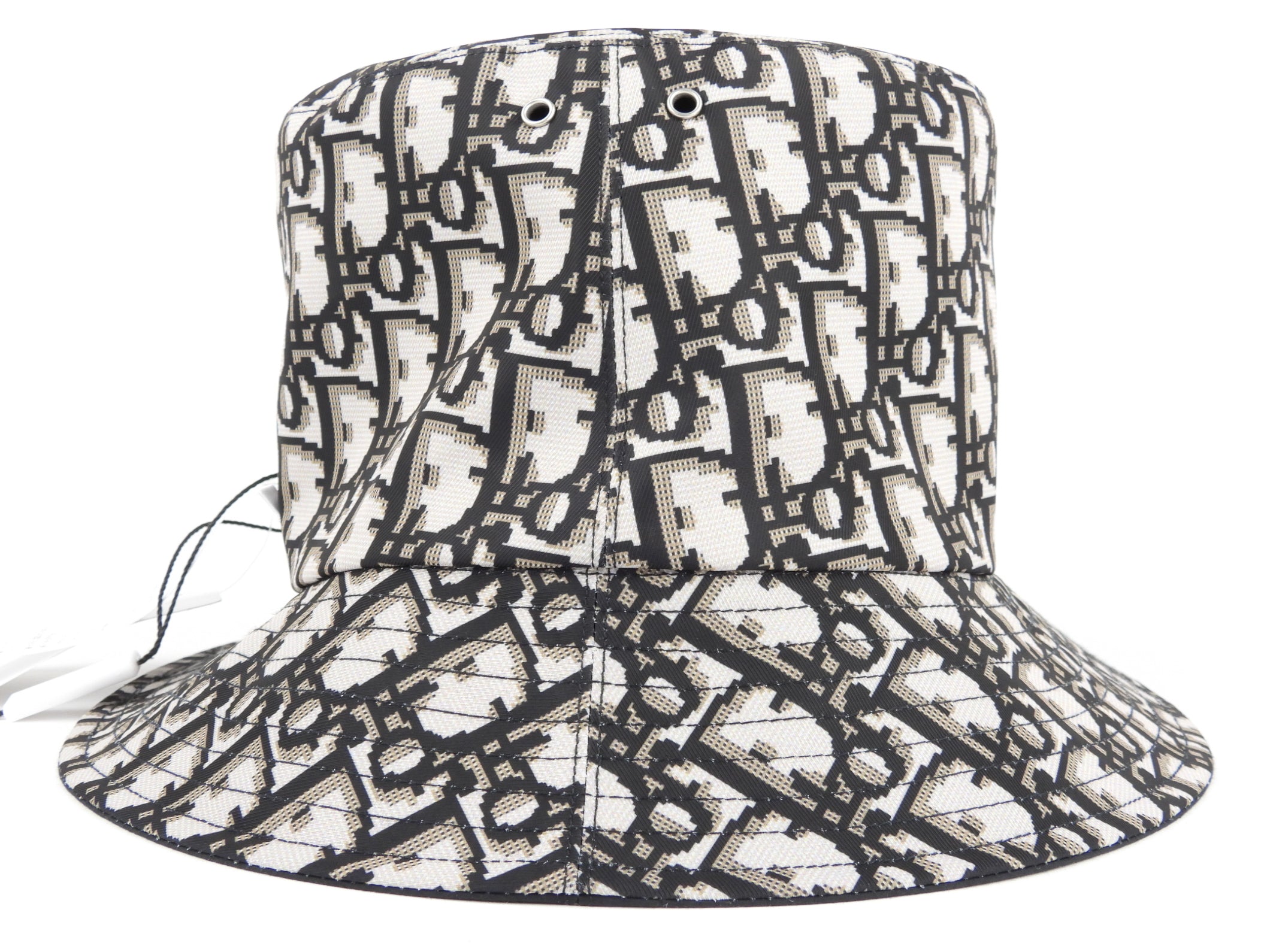 Dior Black Nylon Oblique Monogram Jacquard Canvas Reversible Bucket Hat - Luxury Designer Unisex Fashion Accessory for Streetwear, Travel & Outdoor Activities