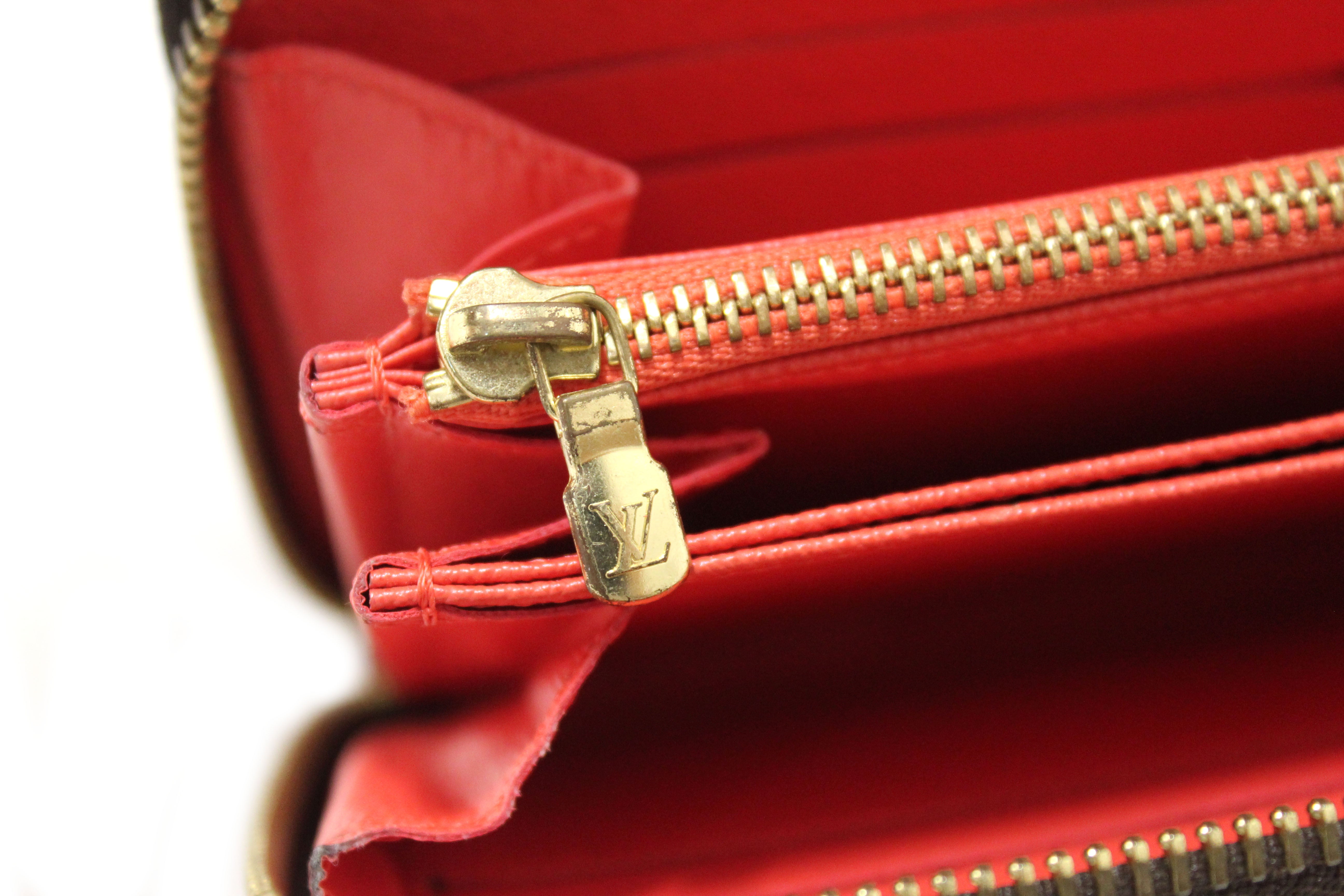 Authentic Louis Vuitton Damier Ebene 2015 Christmas Animation Zippy Wallet Poppy Red - Luxury Designer Wallet for Women, Perfect for Holiday Gifts & Everyday Use