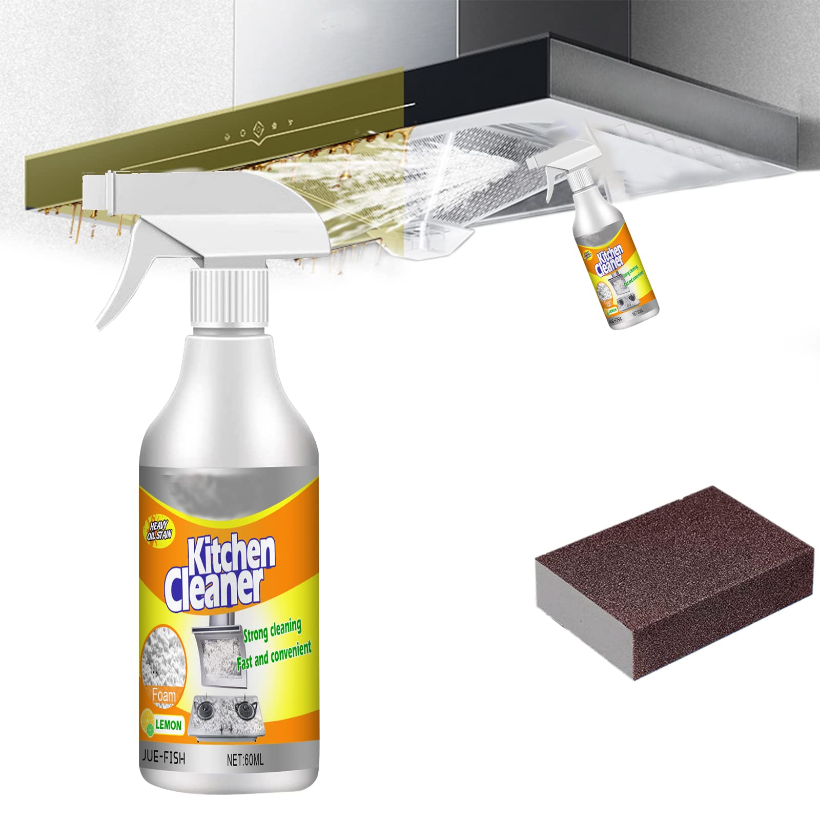 Strong Heavy Duty Kitchen Degreaser Spray - Multipurpose Foam Cleaner for Stoves, Ovens, Grills & Countertops | Rinse-Free Bubble Cleaner for Tough Grease & Oil | Multi-Surface Cleaning Solution (60mL, 1-Pack) - Perfect for Deep Cleaning Kitchens, Restaurants & Outdoor BBQs