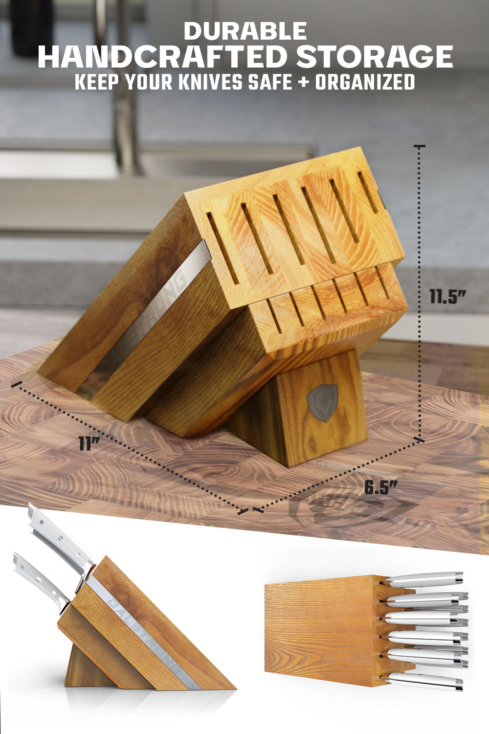 12-Piece Dalstrong Gladiator Series Knife Block Set with White Handles - NSF Certified Professional Kitchen Knives for Home Chefs & Cooking Enthusiasts | Perfect for Meal Prep, Slicing, Dicing & Gourmet Cooking