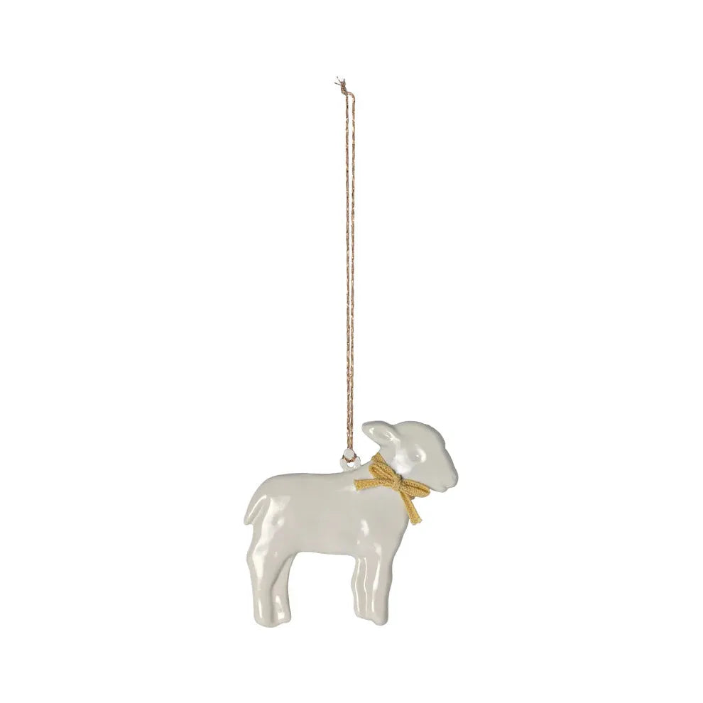 Maileg Yellow Lamb Metal Ornament - Vintage Home Decor for Christmas Tree, Gift & Nursery Room Decoration