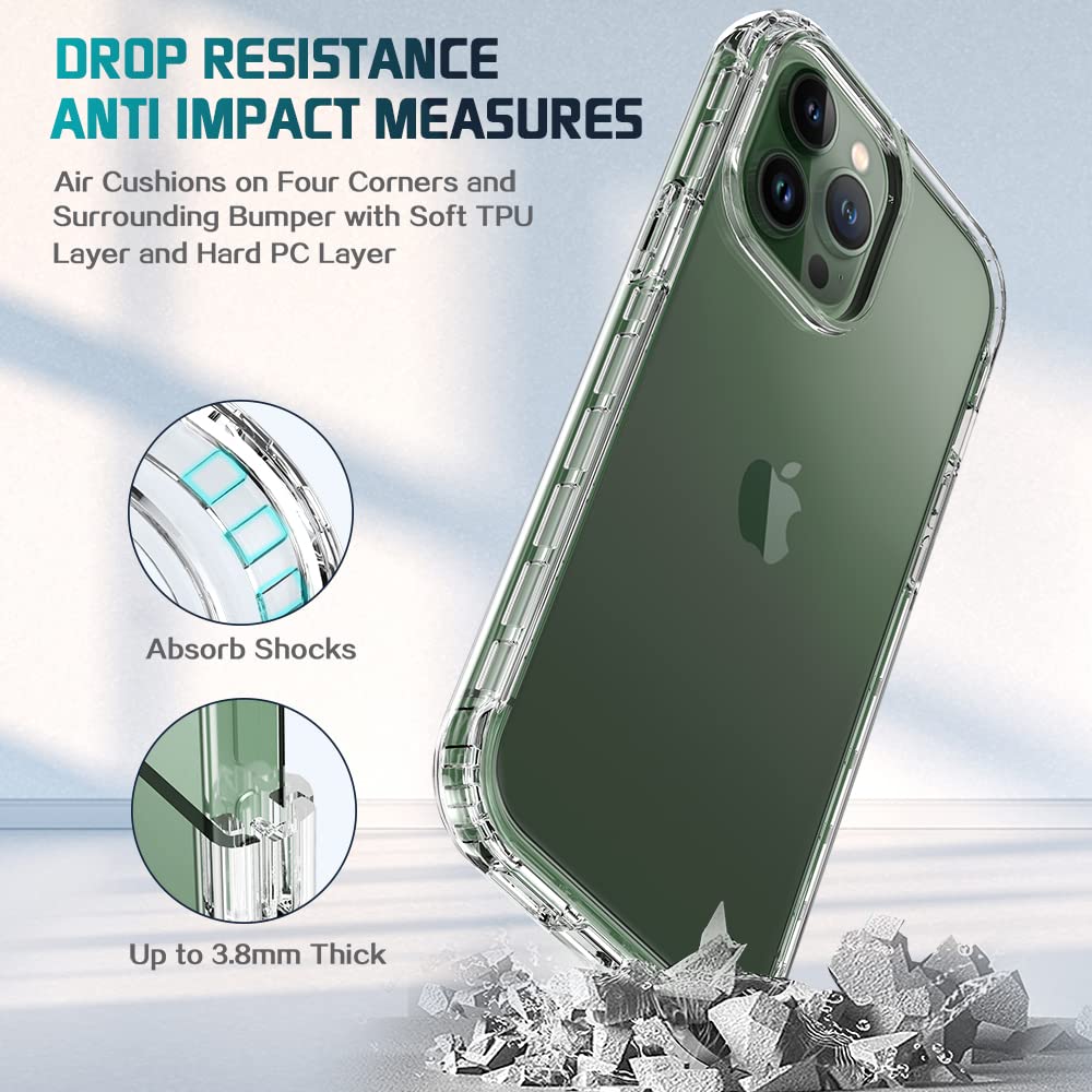 **Heavy Duty 360° Full-Body Protection Crystal Clear Case for iPhone 13 Pro Max (6.7 Inch) with Built-in Screen Protector – Perfect for Outdoor, Travel & Daily Use**