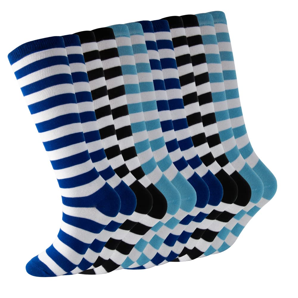 Kids' Knee High Cotton Socks - Striped Athletic Tube Socks for Girls | Comfortable Calf-Length Socks for School, Sports & Playtime