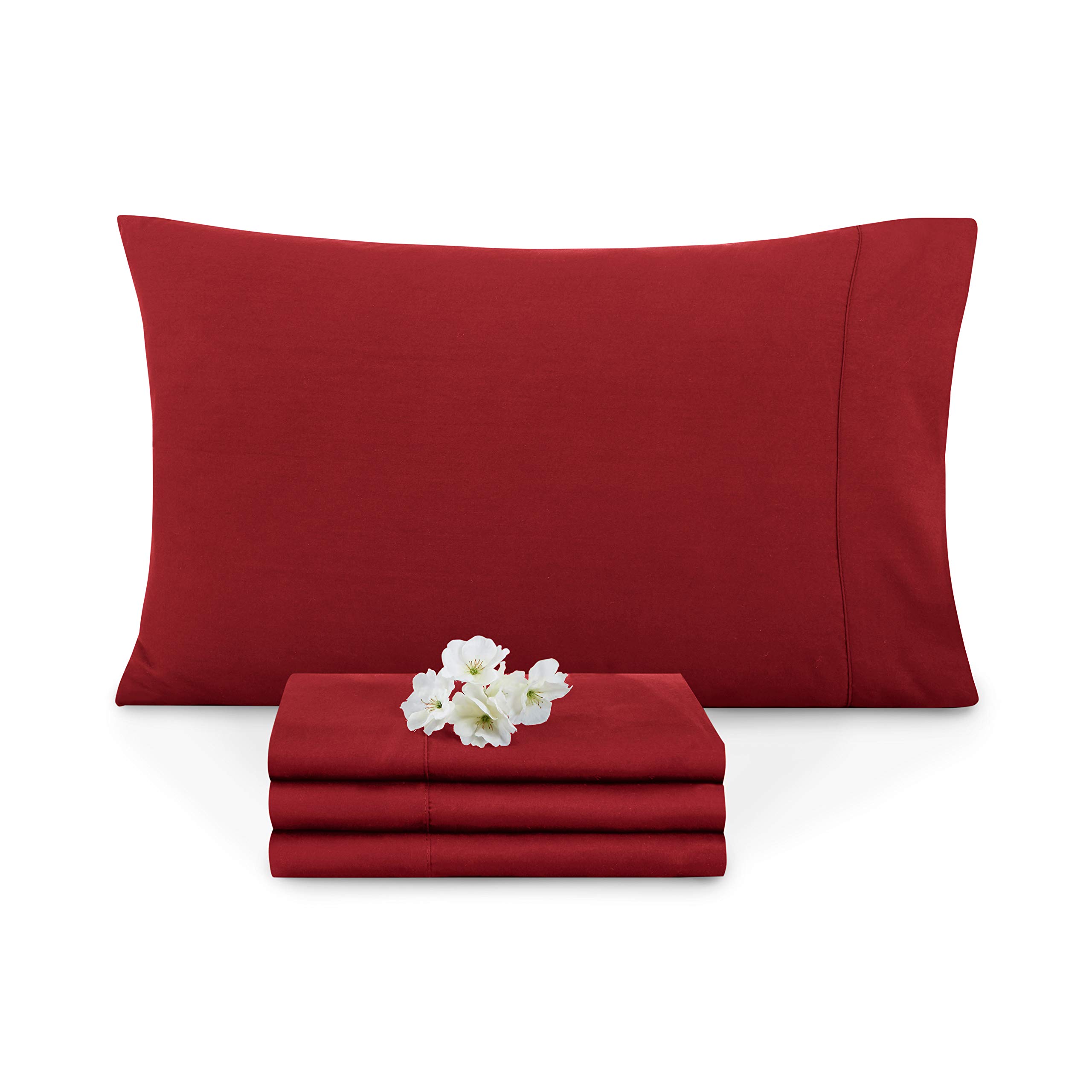 Empyrean Soft Queen Size Pillowcases Set of 8 - Standard Size Burgundy Red Pillow Covers for Bedroom, Hotel & Guest Room Decor