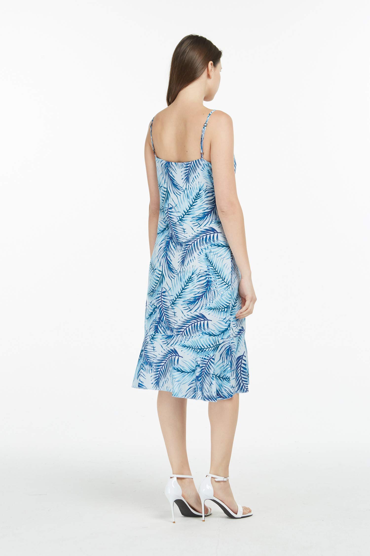 Matching Hawaiian Luau Mother Daughter Mermaid Dresses - Simply Blue Leaf Print - Beach Party, Family Vacation & Tropical Photoshoot Outfits
