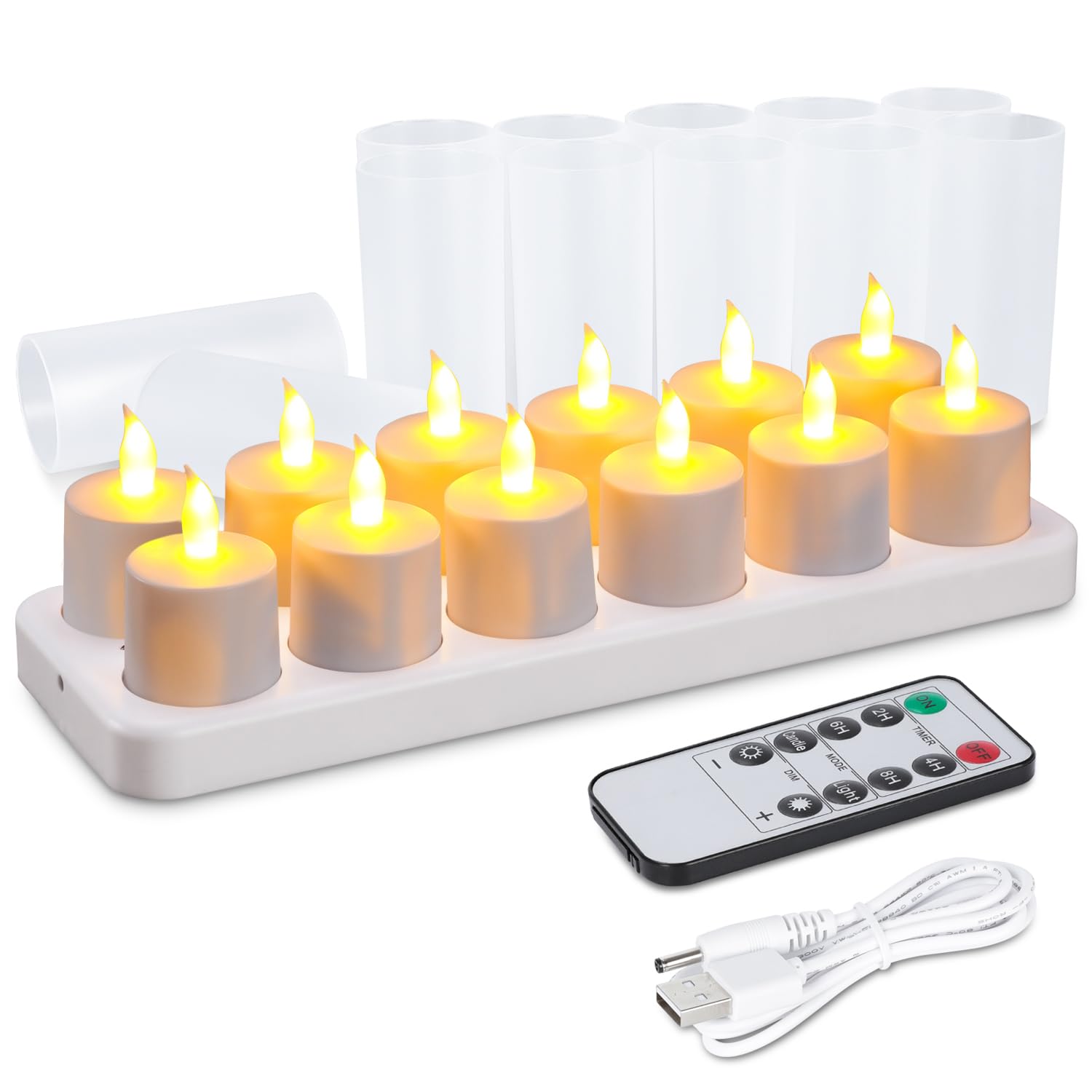 Rechargeable LED Tea Light Candles with Remote Timer - 24 Pack Flameless Battery Operated Candles for Romantic Home Decor, Wedding Centerpieces, Christmas Decorations, Restaurants & Party Ambiance Lighting
