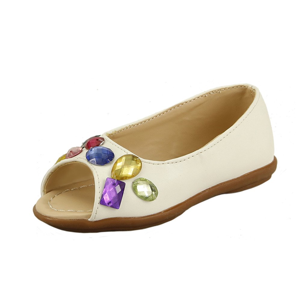 The Doll Maker Women's Peep Toe Rhinestone Flat Sandals - Elegant Comfort for Summer Weddings, Parties & Beach Vacations
