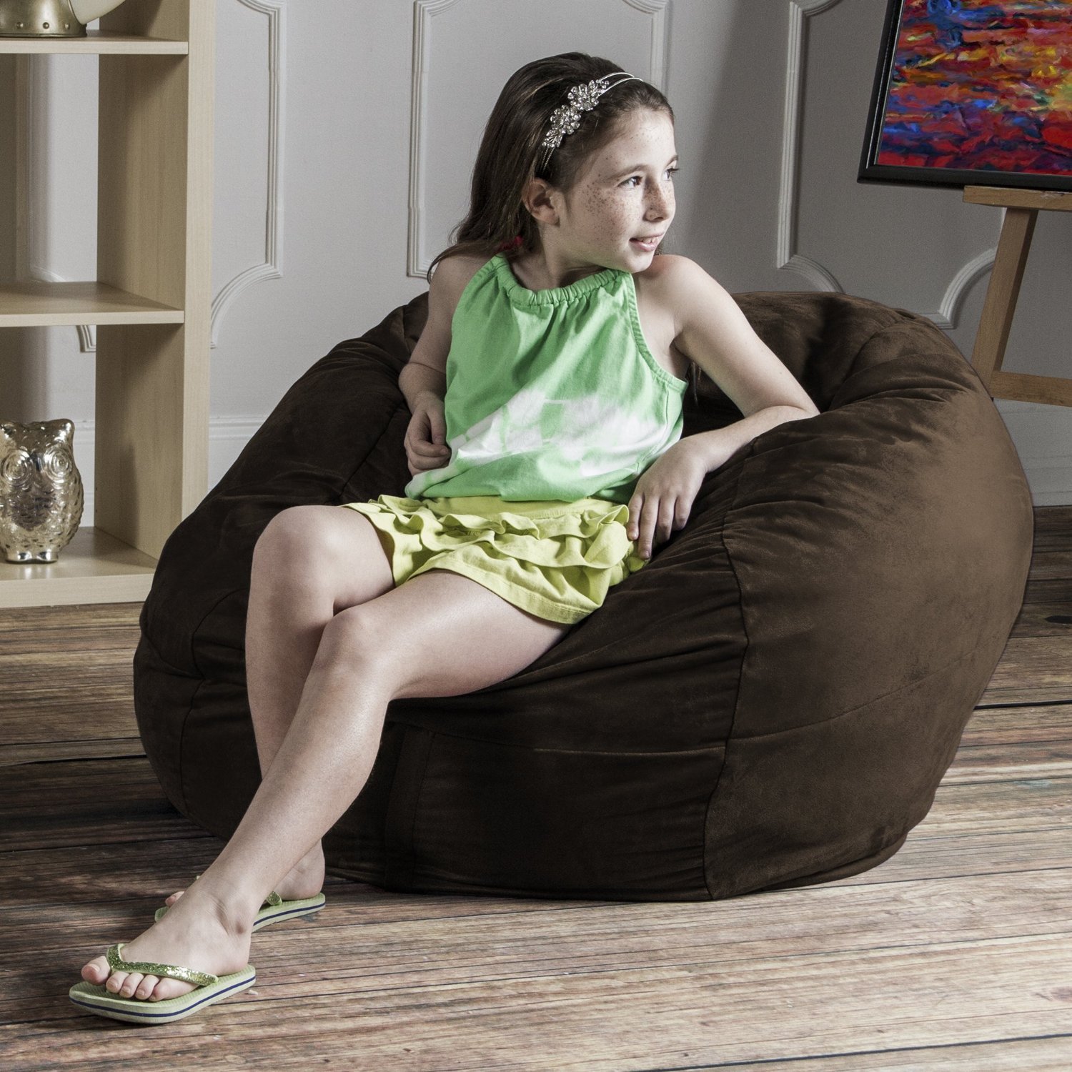 Jaxx Saxx 3 Foot Bean Bag Chair with Removable Cover - Chocolate Brown - Comfortable Lounge Chair for Kids, Teens & Adults - Perfect for Bedroom, Living Room, Dorm & Game Room Relaxation