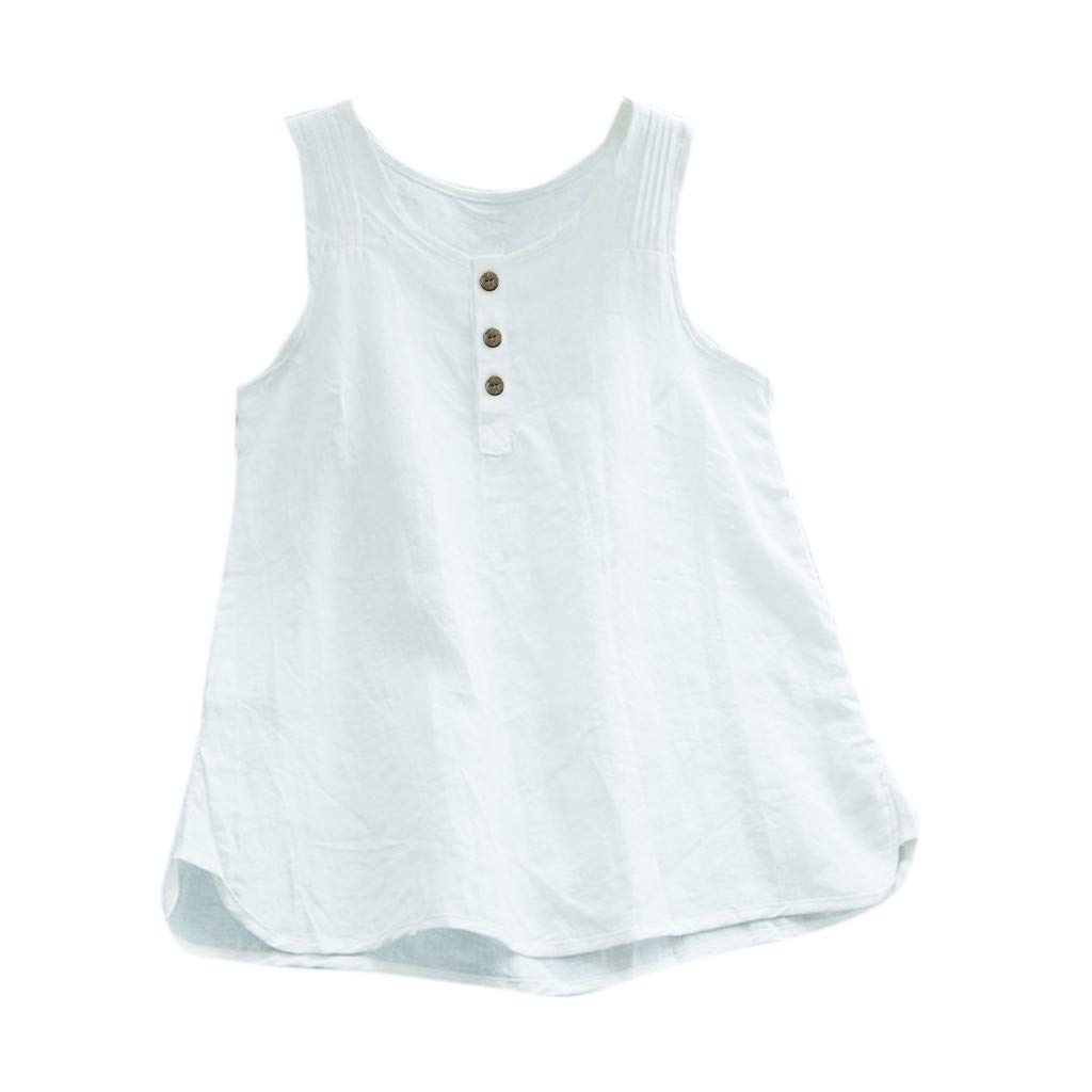 Vintage Linen Sleeveless Blouse for Women - Loose Fit Casual Vest Top in Cotton - Plus Size & Regular Sizing - Perfect for Summer Outfits, Beach Wear and Layering