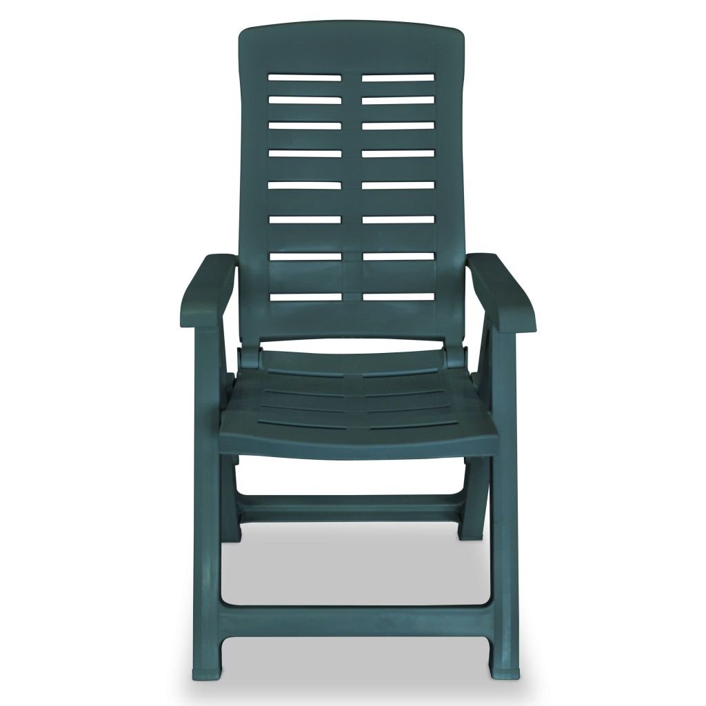 2-Pack Green Plastic Reclining Garden Chairs for Patio, Deck, Backyard & Lawn - Outdoor Relaxation & Sunbathing - Fast Delivery