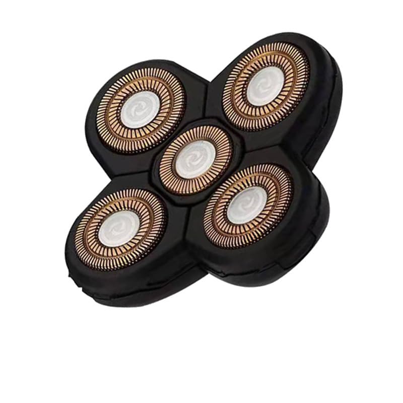 Freebird Replacement Blades Head Shaver - 5 Cutter Floating Waterproof Electric Razor for Bald Men & Women, Stainless Steel Blade for Head & Face Shaving (Golden, Pack of 3) - Perfect for Travel, Home Grooming & Quick Touch-Ups