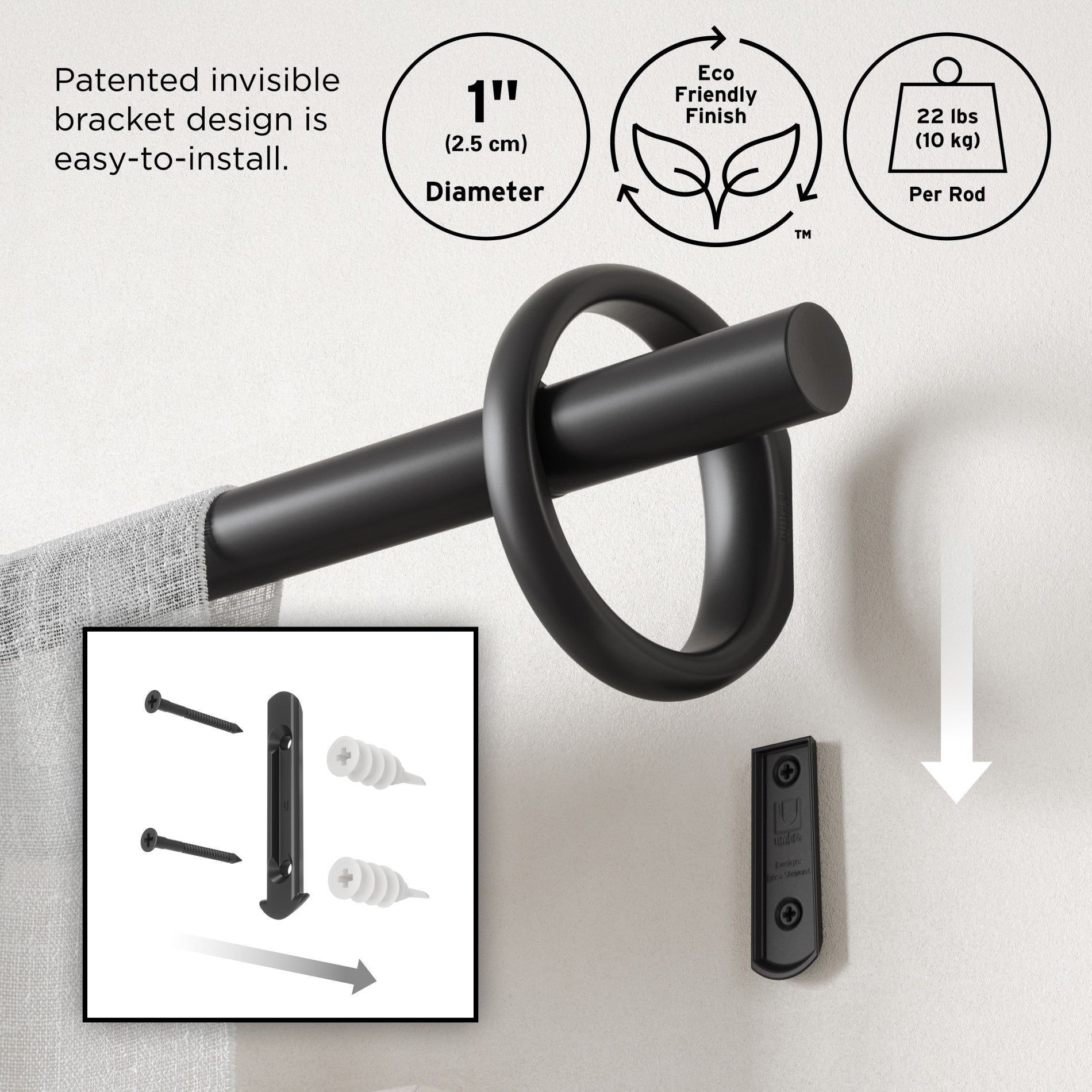 Ringlet Curtain Rod - Adjustable Decorative Window Curtain Rod for Living Room, Bedroom - Perfect for Home Decor & Window Treatments