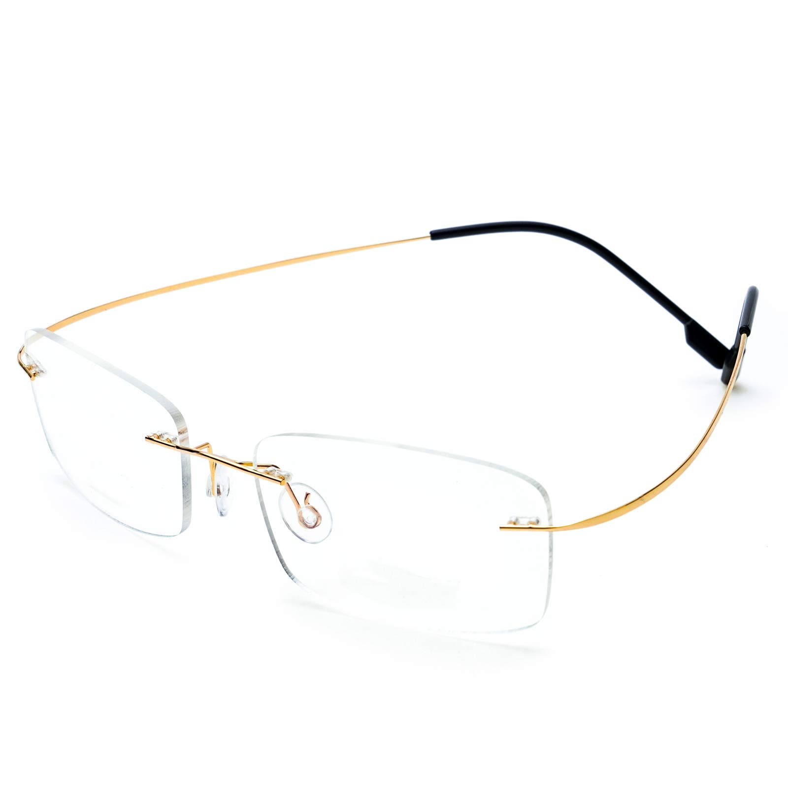 Fuisetaea Rimless Blue Light Blocking Reading Glasses for Women & Men - Flexible Titanium Alloy Computer Eyewear - Perfect for Office Work, Gaming & Screen Time
