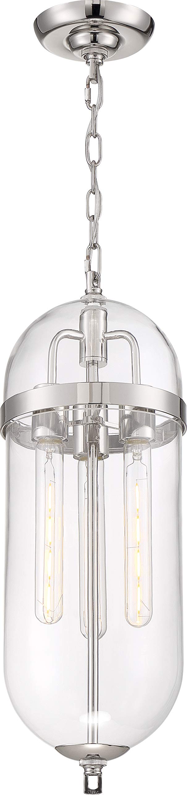 Nuvo 60/6933 Fathom 3-Light Pendant Fixture in Polished Nickel with Clear Glass Shade - Perfect for Kitchen Island, Dining Room, or Entryway Lighting
