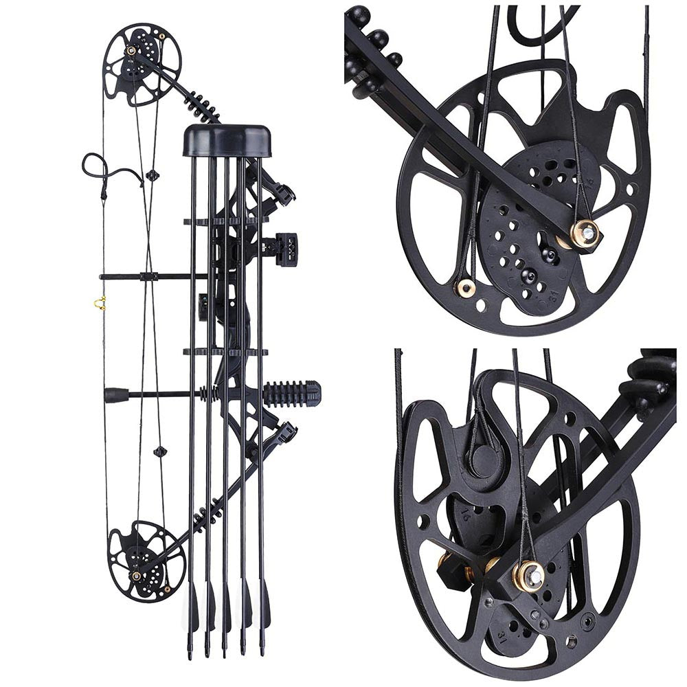 TheLAShop Right Hand Compound Bow Set for Adults & Youth - 30-70lbs Draw Weight with 12 Carbon Arrows - Perfect for Target Practice, Hunting & Outdoor Archery Training