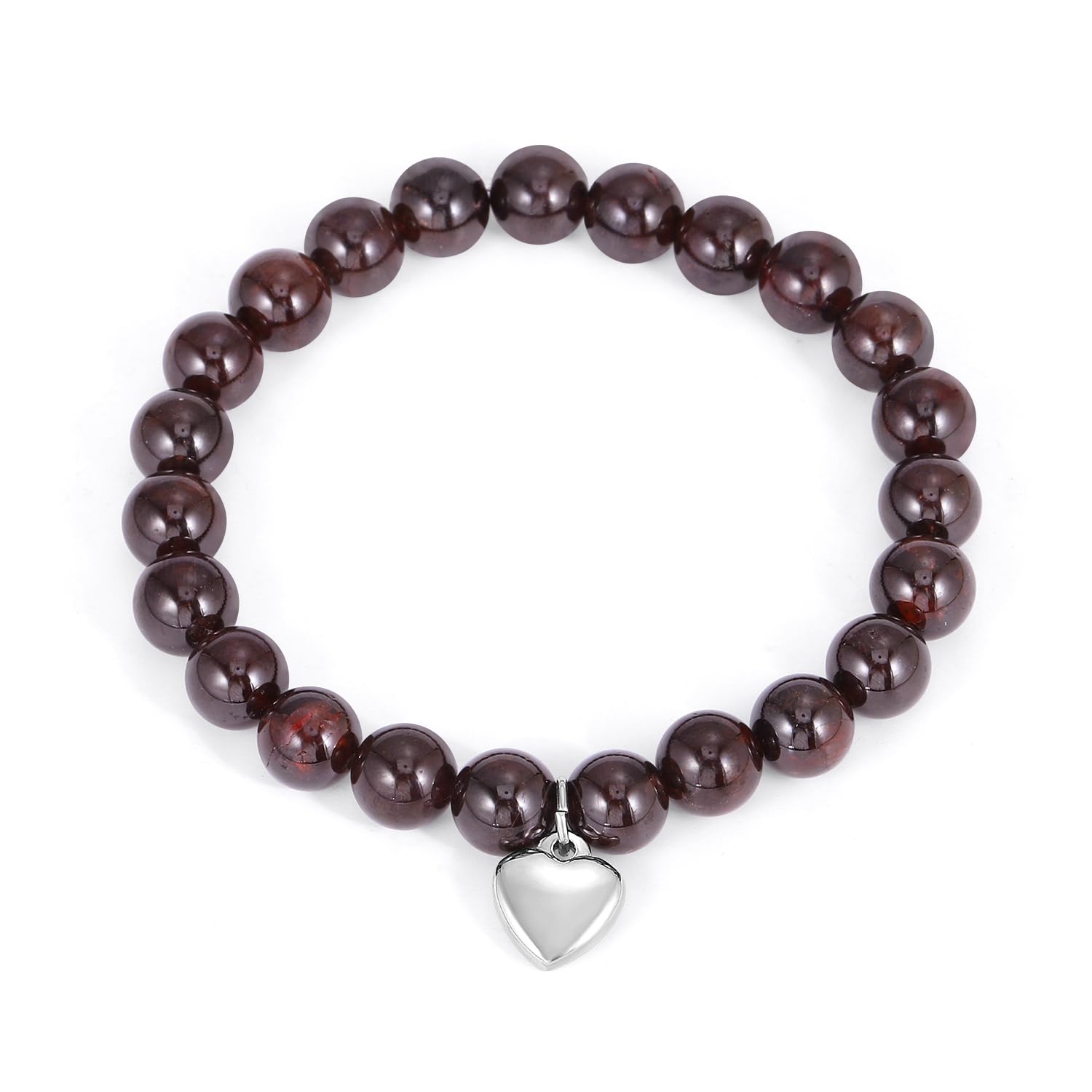 Qitian Birthstone Bracelet - Natural Stone Healing Chakra Bracelet for Relaxation & Encouragement, Heart Charm Beaded Bracelet for Women, Best Friend Birthday Gifts, Thank You Gifts for Meditation & Yoga