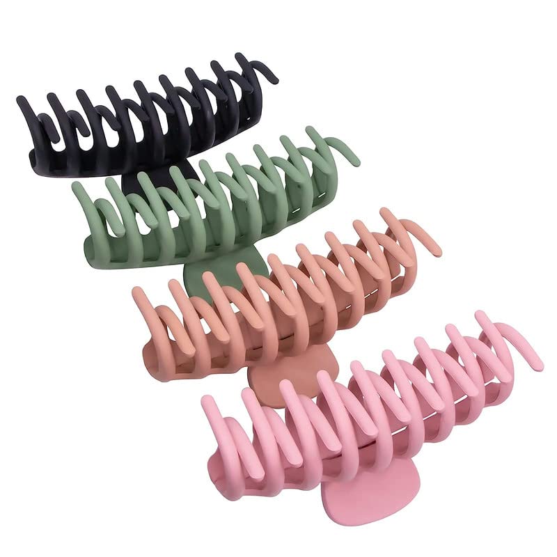 Shidara Large Hair Claw Clips for Women - Non-Slip Strong Hold Hair Clips for Thick & Thin Hair - 90s Fashion Hair Accessories (4-Piece Set) - Perfect for Work, Gym, and Everyday Styling
