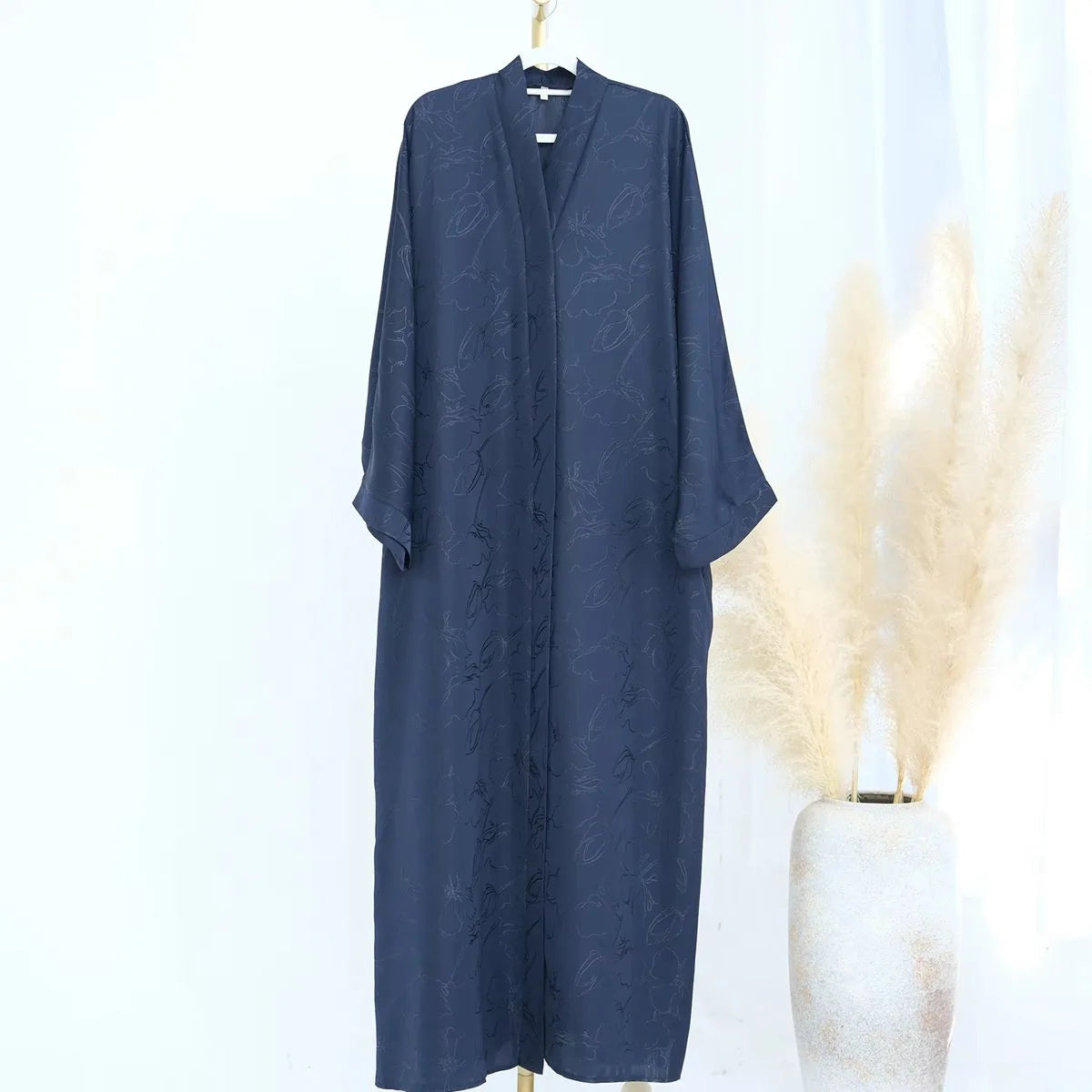 Elegant 3D Jacquard Satin Abaya Dress #25005 - Modest Islamic Clothing for Women, Special Occasions & Daily Wear