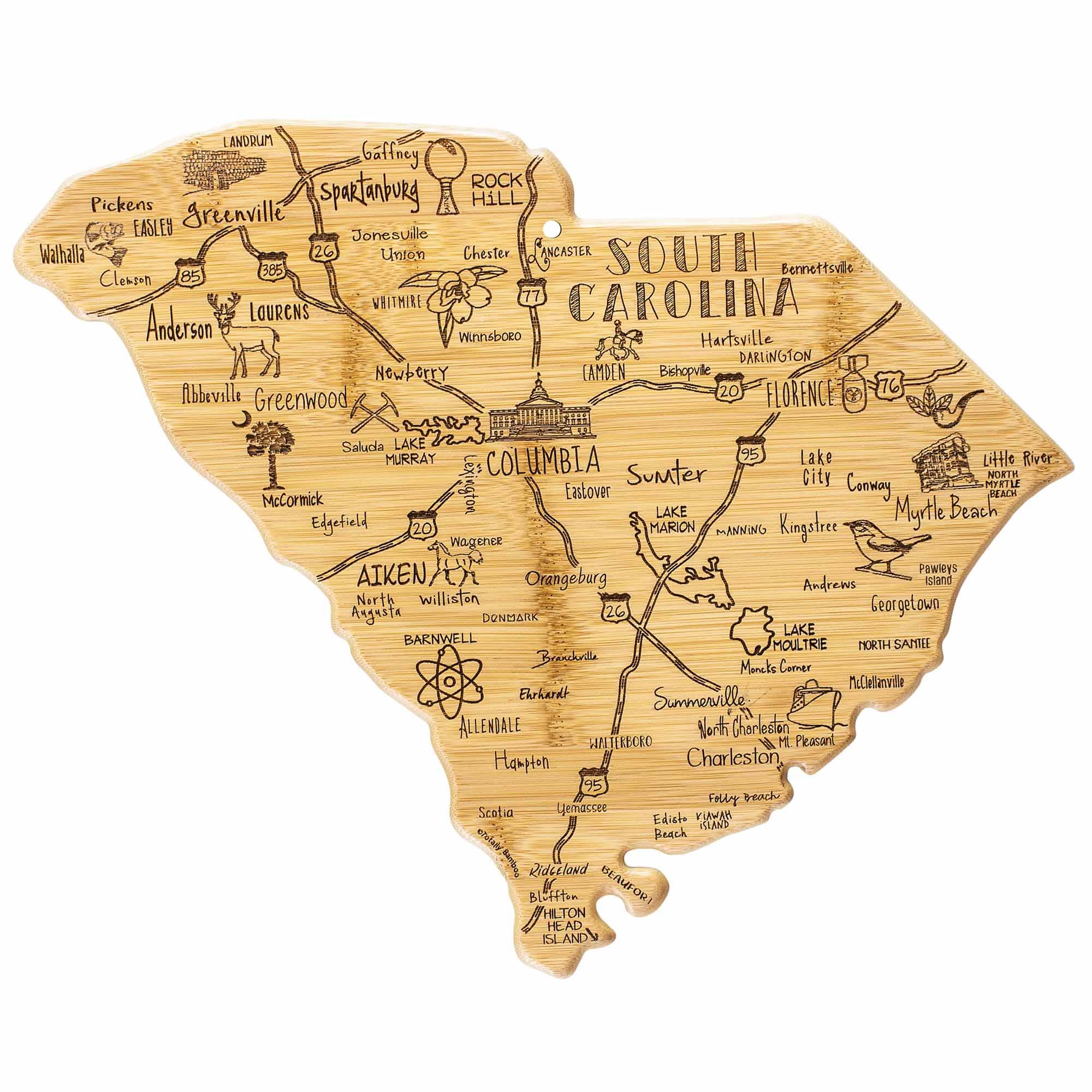 Premium 14 x 11.5 Inch South Carolina Themed Wooden Cutting Board - Perfect for Kitchen Prep, Charcuterie Boards & Home Decor