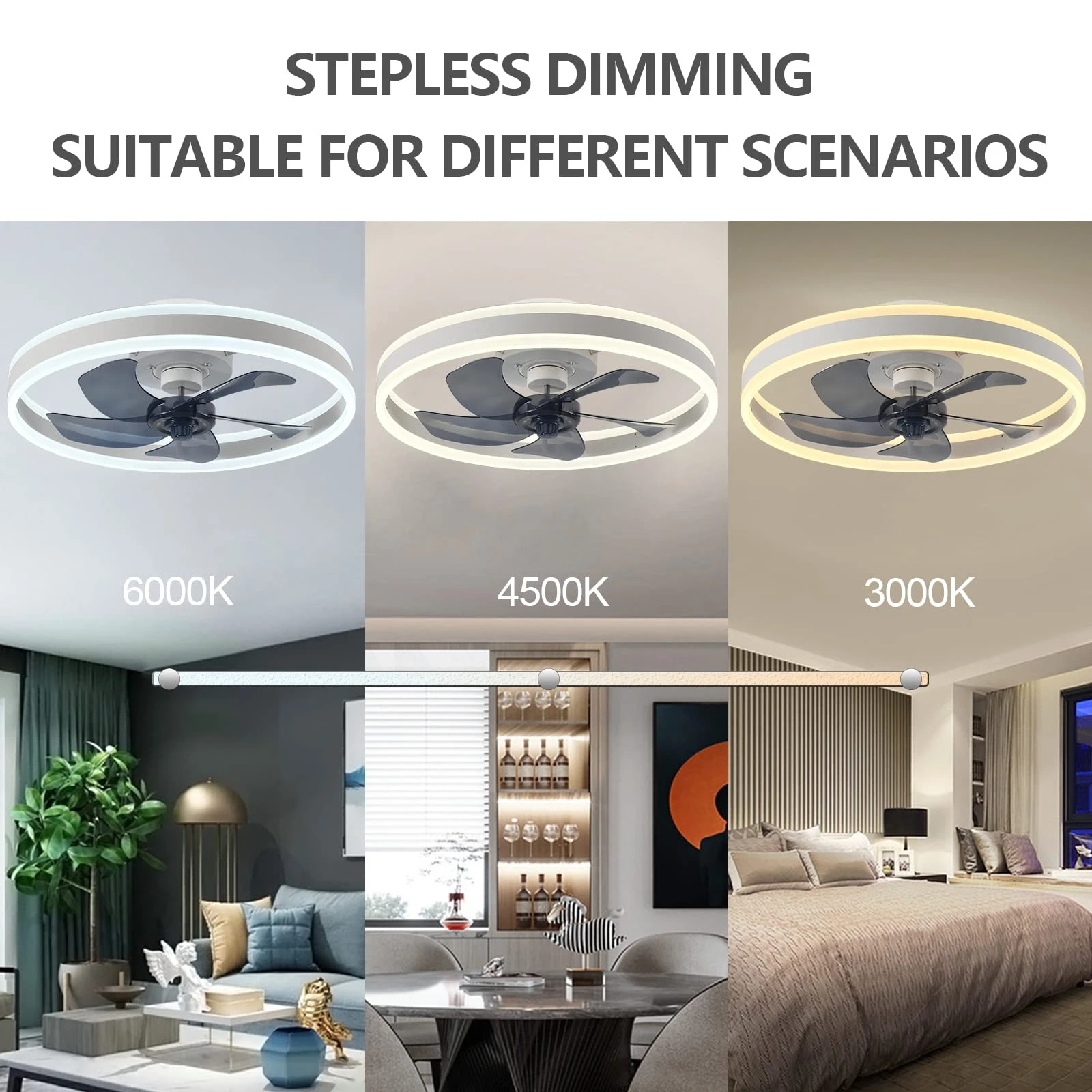 Smart LED Ceiling Fan with Light - 6 Speed Settings, Ultra Quiet, Energy Efficient - Perfect for Bedroom, Living Room, and Office Spaces