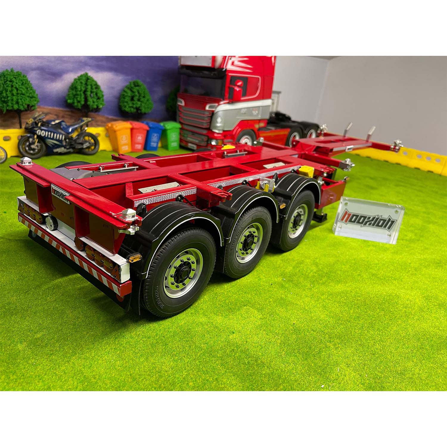 FuryBear 3-Axle Stretchable Frame Trailer for 1/14 Scale RC Tractor Trucks | DIY Radio Controlled Car Accessory | Perfect for Hobby Models & Servo Upgrades | Ideal for RC Truck Shows & Off-Road Simulation