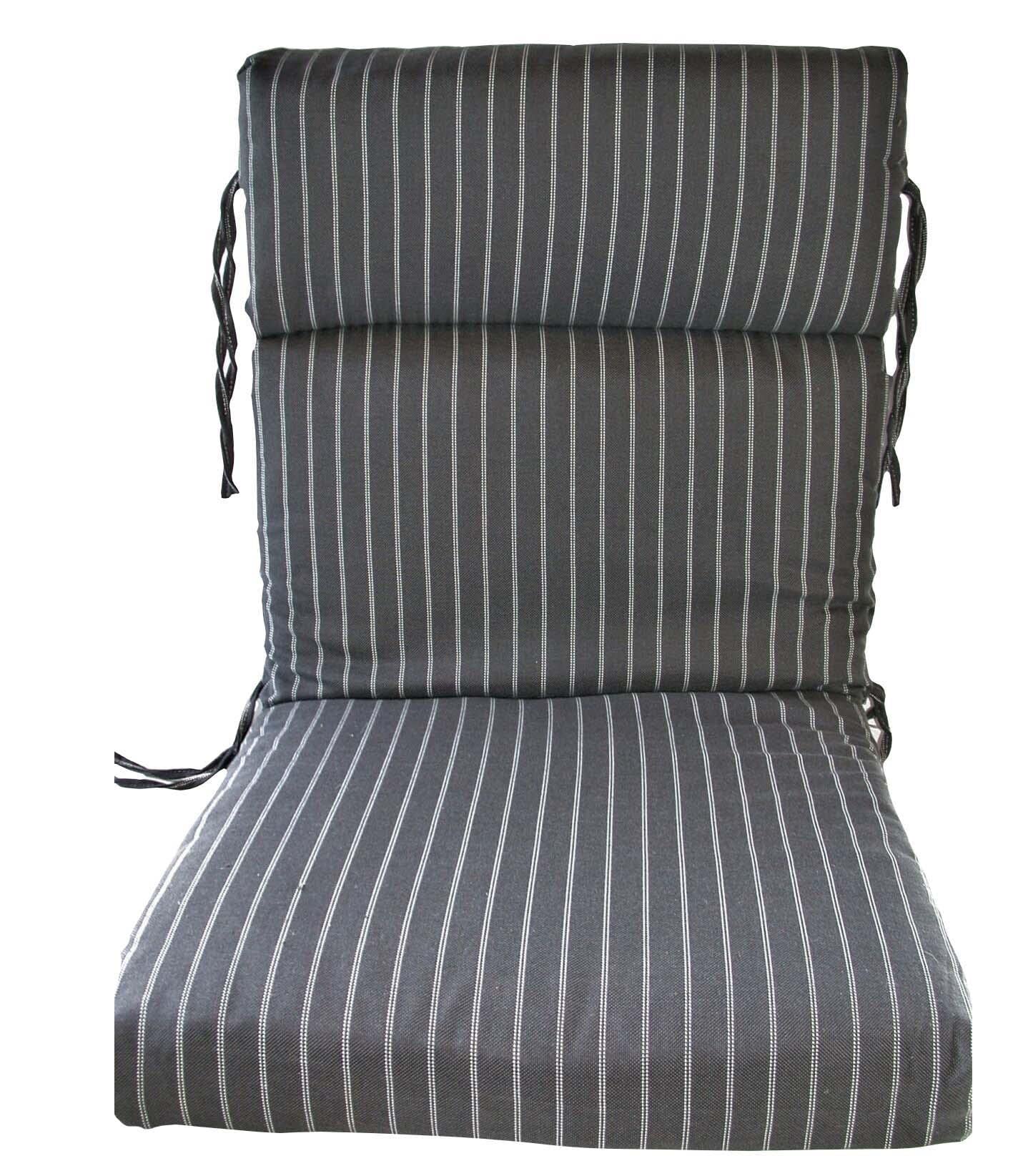 Premium Acrylic Patio Chair Cushion - Graphite Ticking Stripe - 21.5