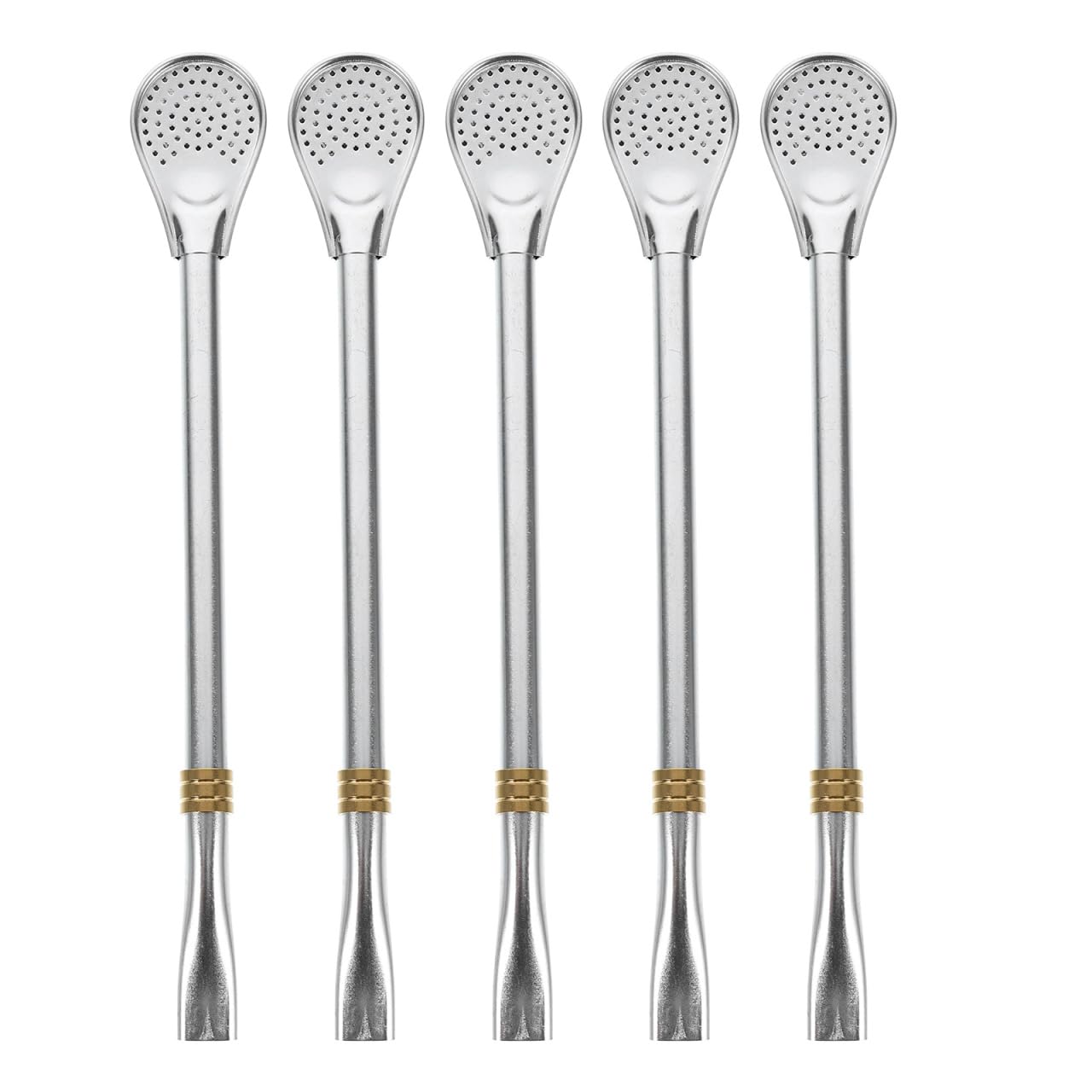 5-Piece Hemoton Matcha Spoon Set - Stainless Steel Tea Infuser & Stirring Straws for Loose Leaf Tea, Yerba Mate, and Cocktails | Perfect for Tea Lovers, Barware, and Home Brewing