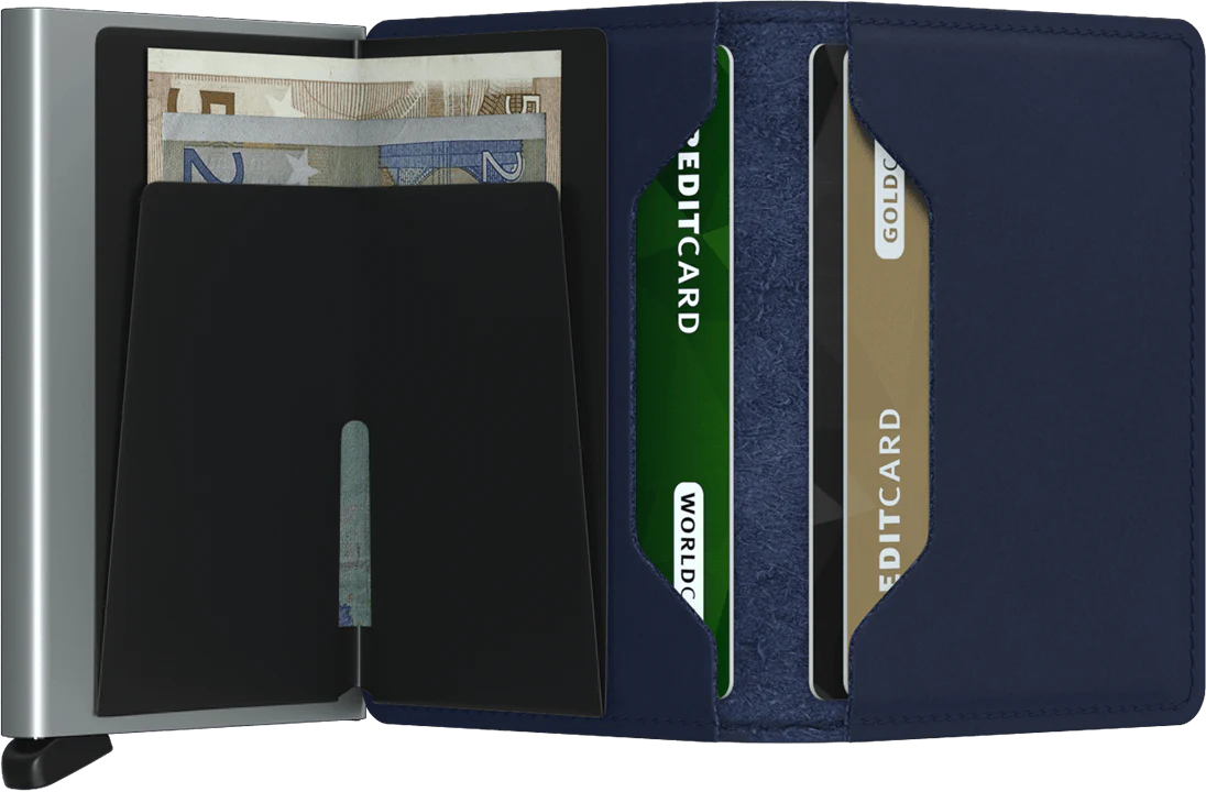Navy Blue Leather Card Holder Wallet - Slim RFID Blocking Credit Card Case for Men & Women - Perfect for Travel, Business, and Everyday Use