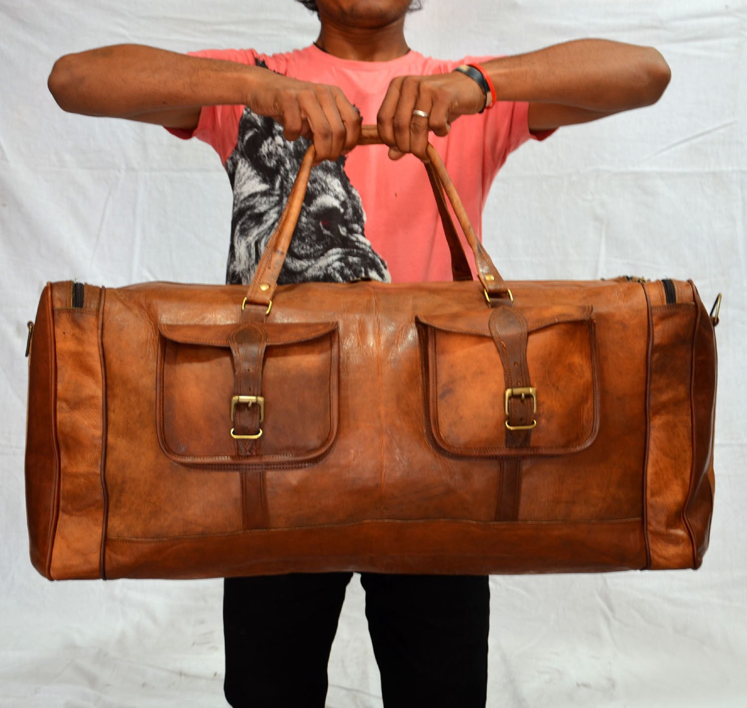 Vintage Genuine Leather Messenger Bag - Brown Real Leather Briefcase for Men & Women, Perfect for Travel, Work & Business Use