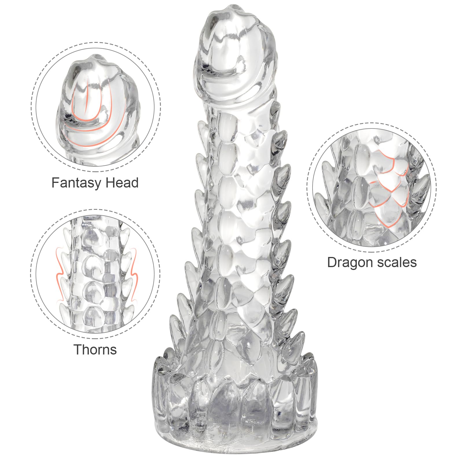 20CM Transparent Dragon Monster Dildo with Suction Cup - Flexible Silicone Sex Toy for Women - Perfect for Solo Play, Couples Fun & Fantasy Roleplay
