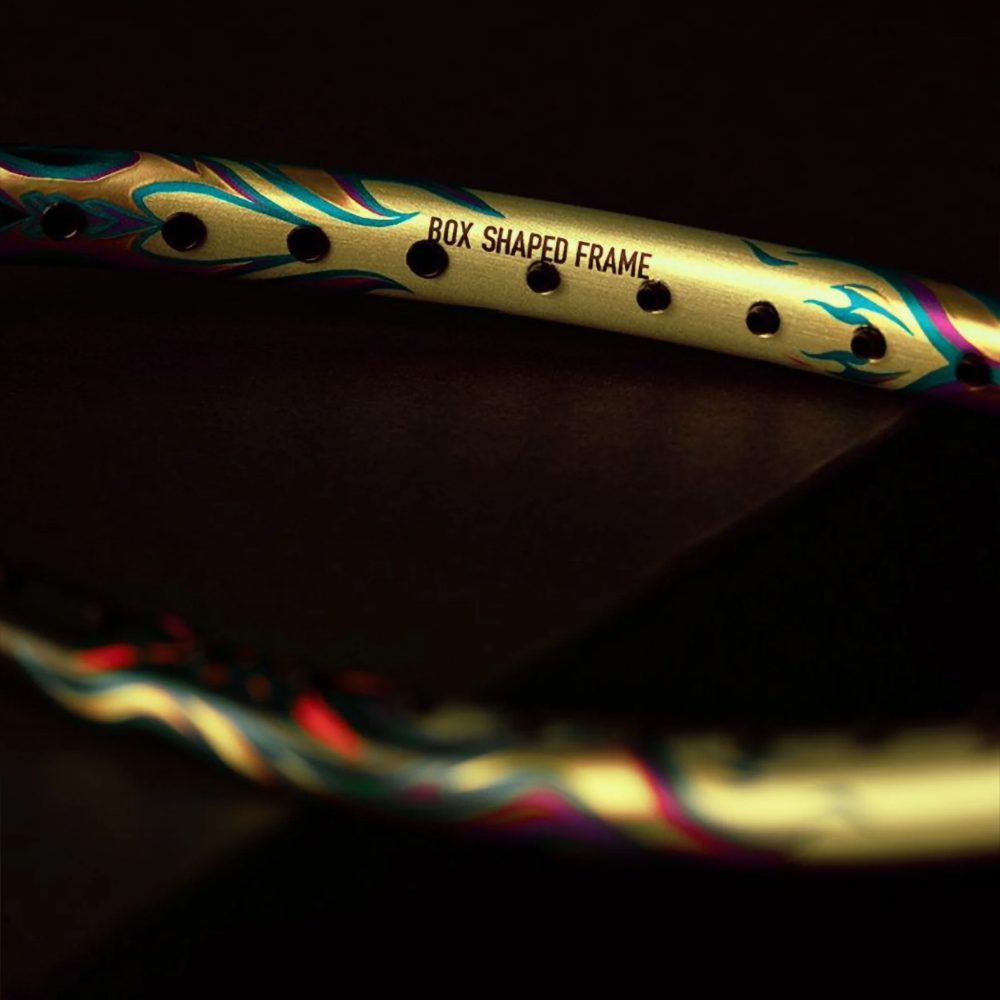 Li Ning AxForce 100 Qilin Badminton Racket - Gold/Blue/Black - Professional Carbon Fiber Shuttlecock Racket for Advanced Players - Perfect for Tournaments & Training Sessions