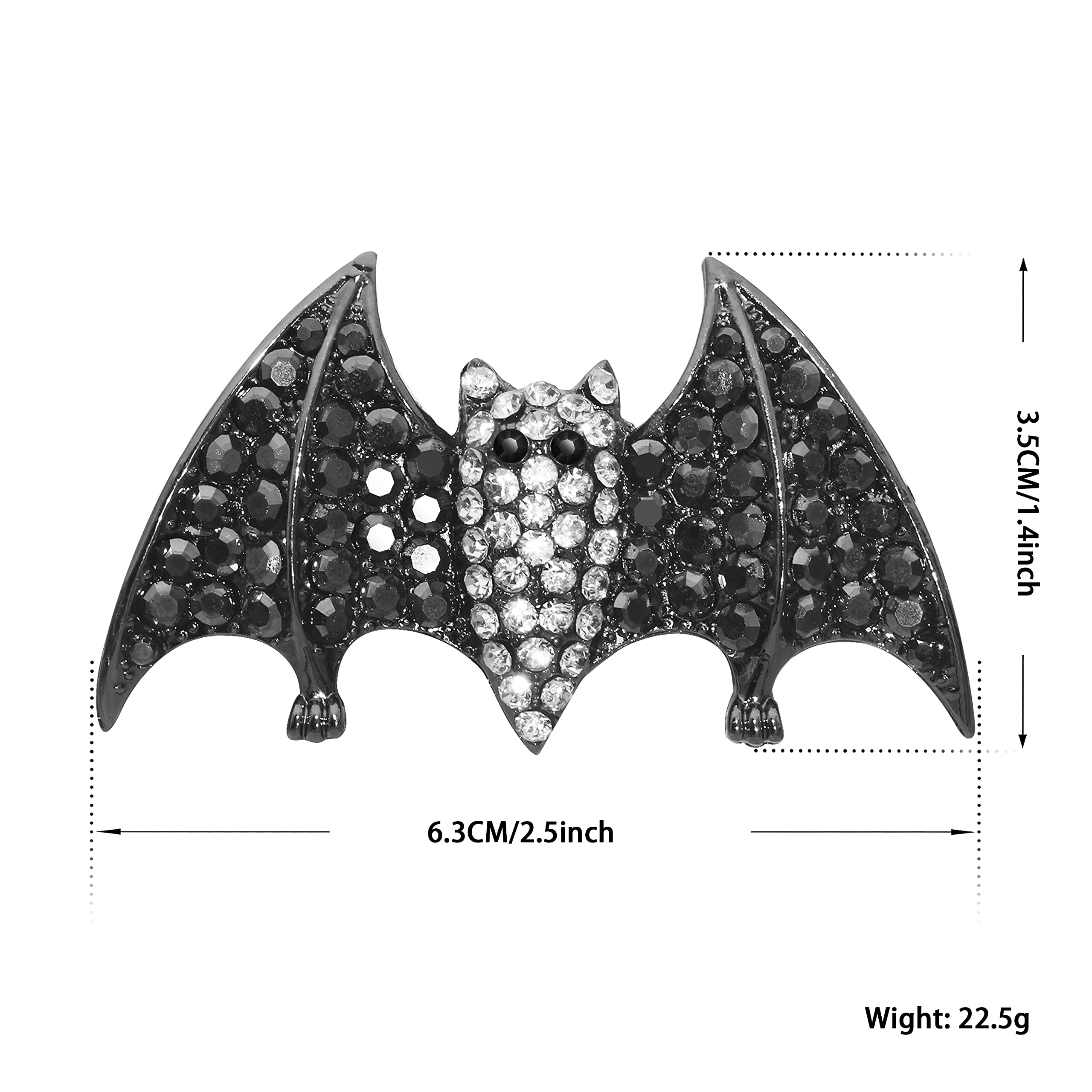 Halloween Spider Hair Clip for Women - Austrian Crystal Bat Hair Accessory for Costume Parties & Cosplay