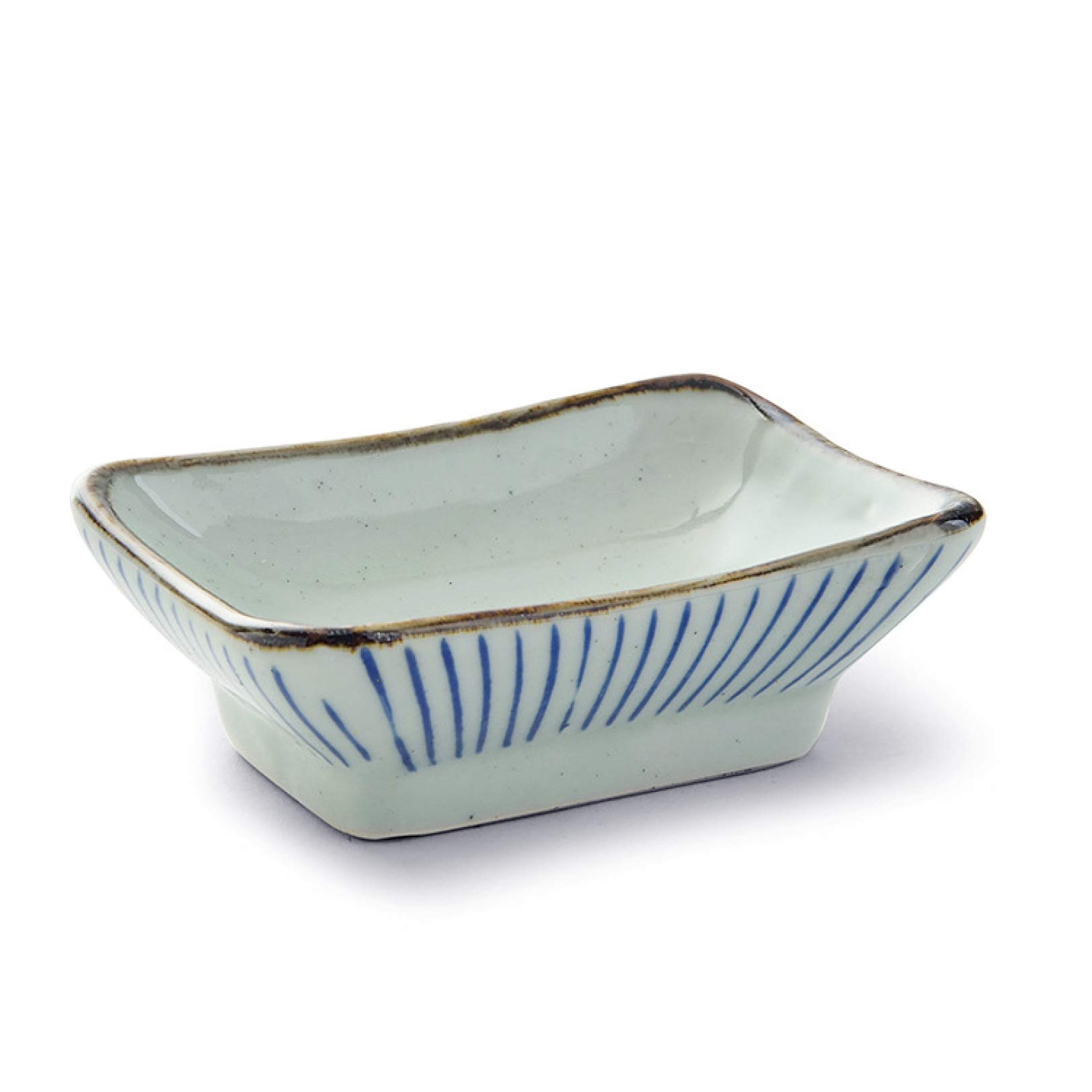 2 Pcs Japanese Style Ceramic Seasoning Dishes - Retro Brown Edge Sushi Dipping Bowls, Appetizer Plates for Soy Sauce, Ketchup, Salad - Perfect for Sushi Restaurants, Home Dining & Party Serving