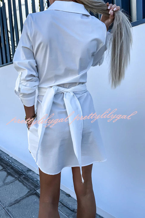 Sun Valley Tie Front Button Pocketed Shirt Mini Dress - Stylish Casual Summer Outfit for Women | Perfect for Beach, Brunch & Date Nights